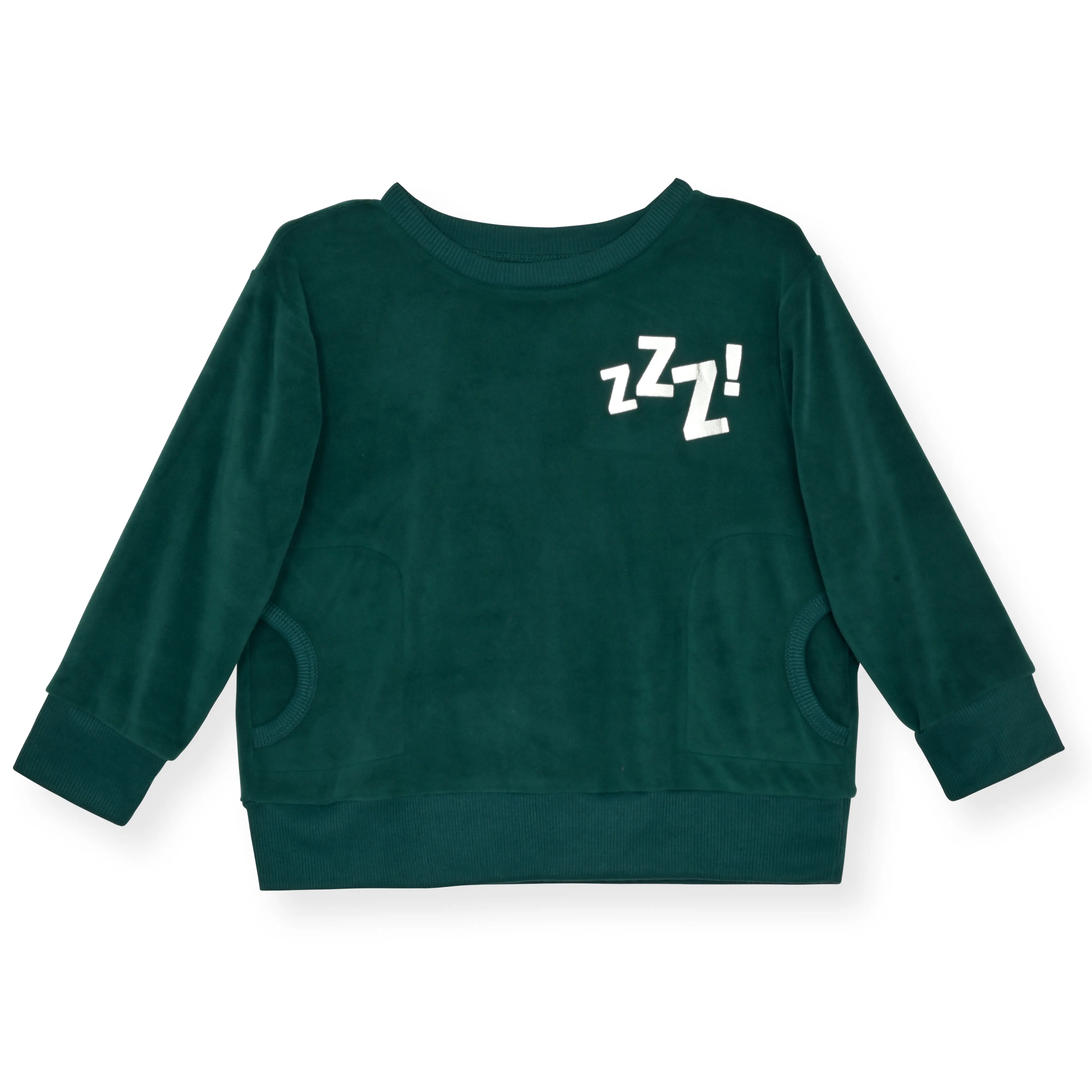 2-Piece Boys Velour Pajama Sets- Zzz, Green & Sliver Pajama Sets for Toddlers & Boys