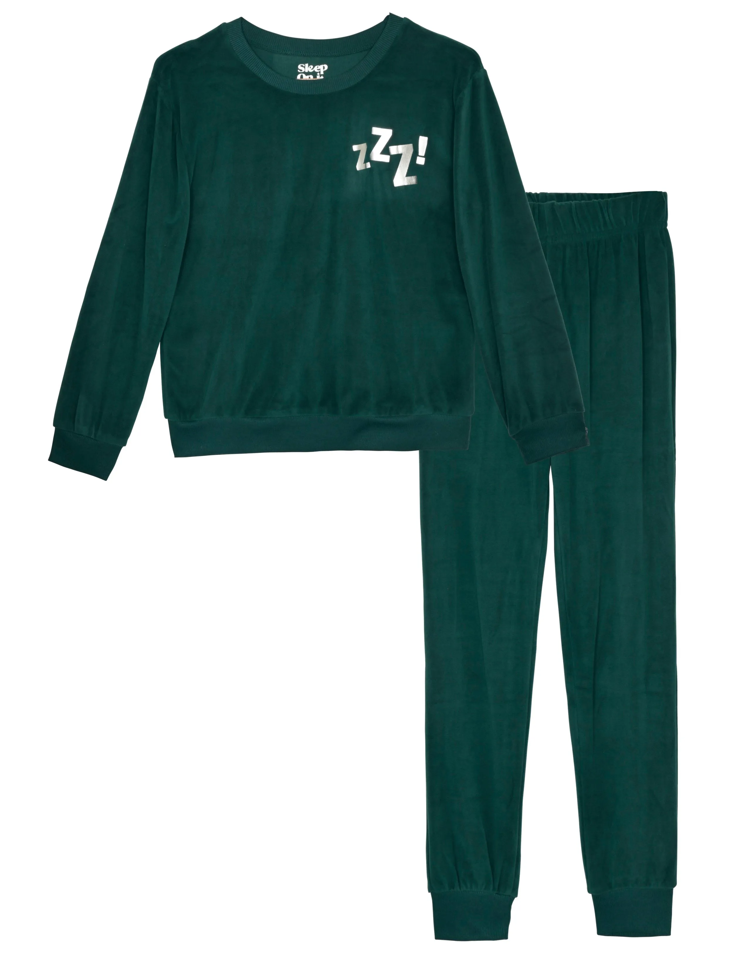 2-Piece Boys Velour Pajama Sets- Zzz, Green & Sliver Pajama Sets for Toddlers & Boys