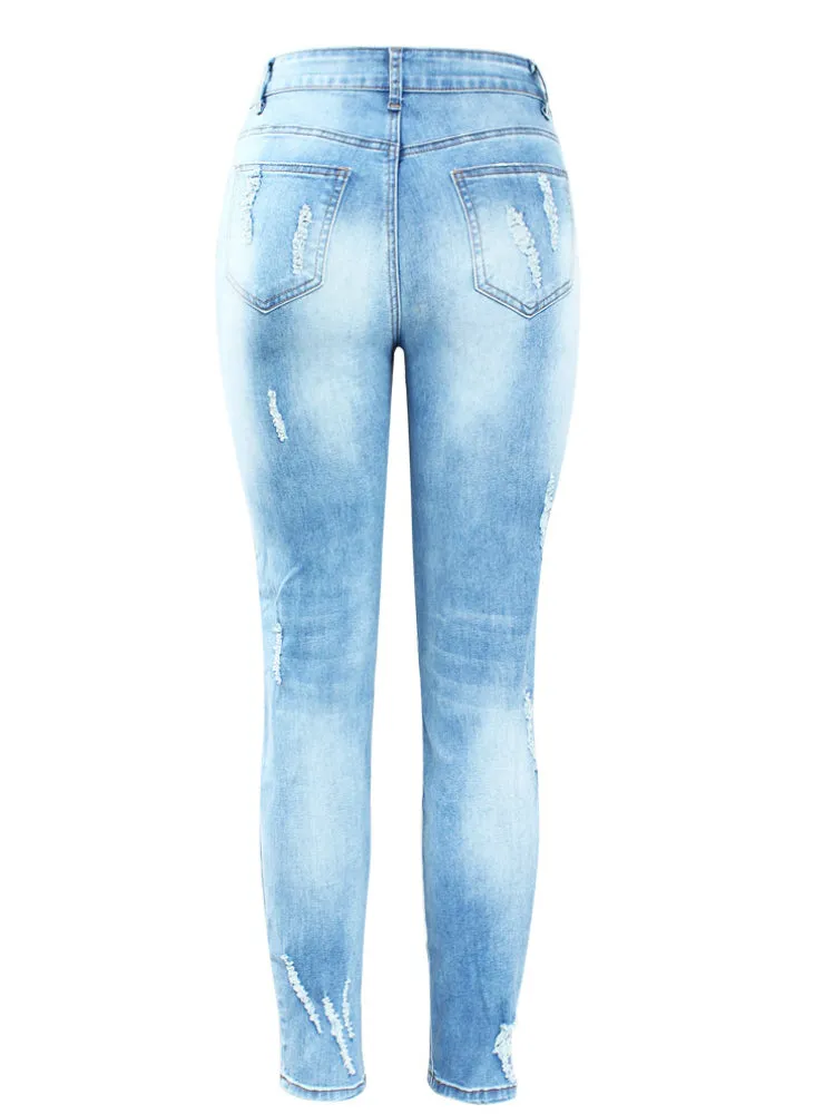 3D Embroidery Flowers Woman Denim Pants