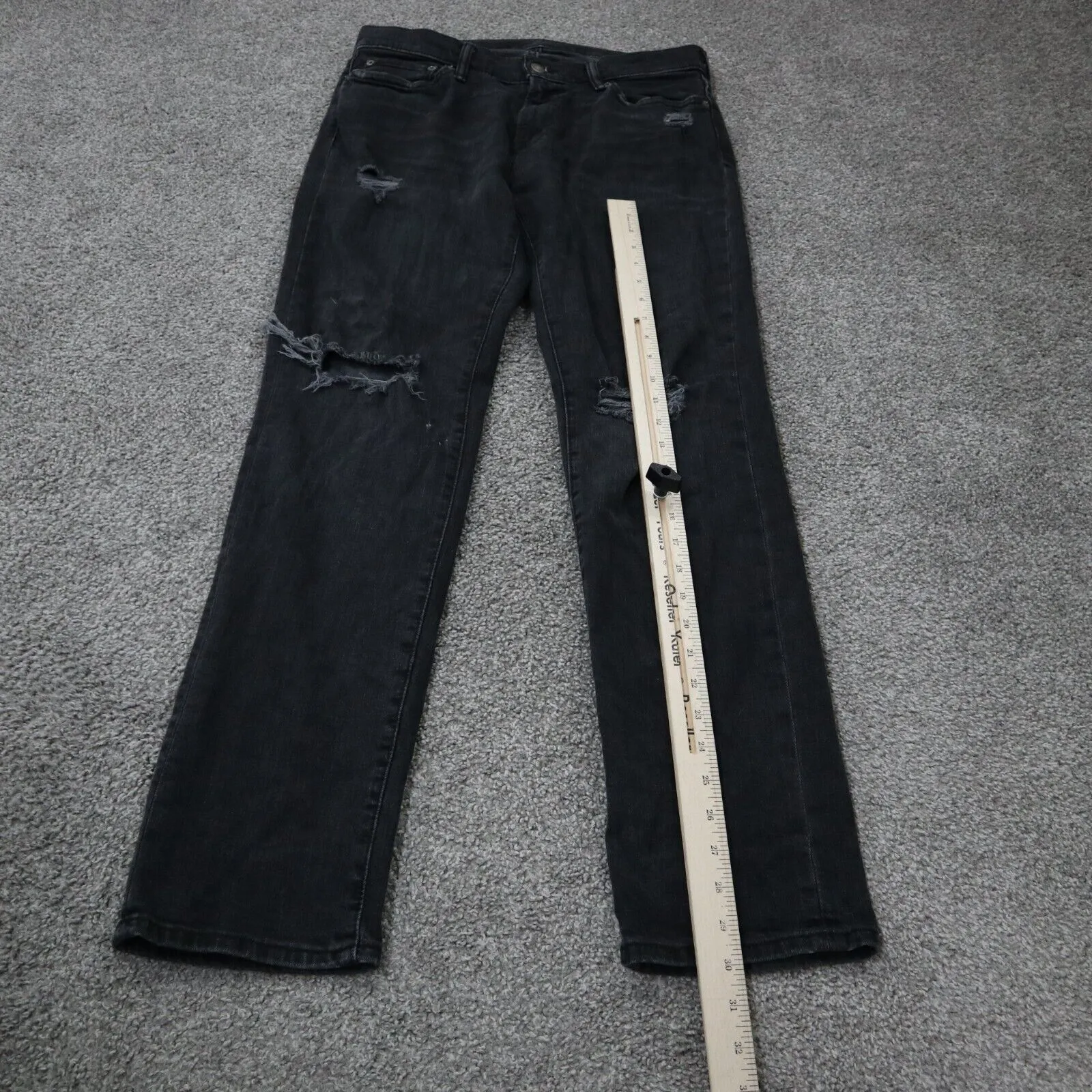 Abercrombie & Fitch Mens Rustin Athletics Slim Distressed Jeans Black SZ 32X32