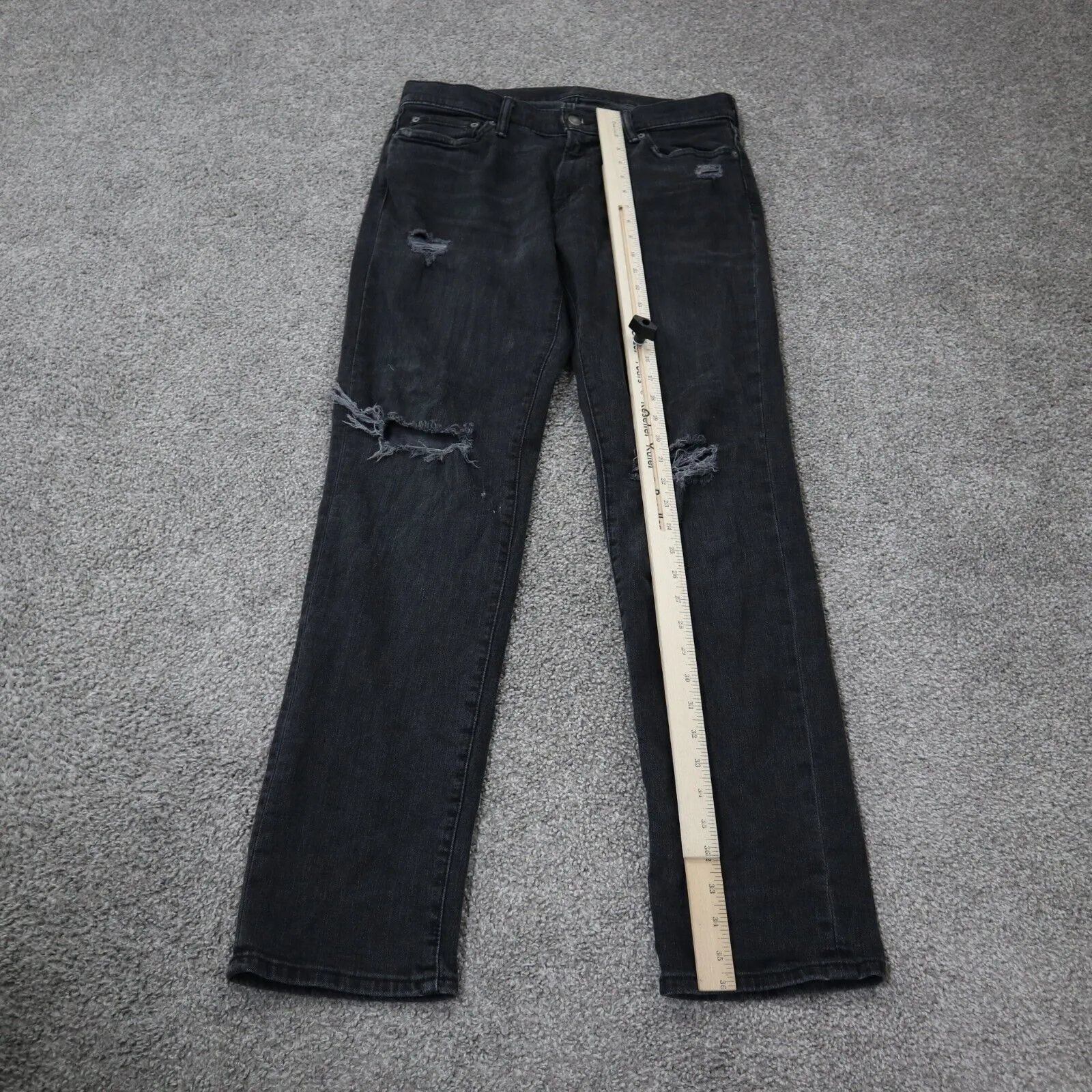Abercrombie & Fitch Mens Rustin Athletics Slim Distressed Jeans Black SZ 32X32