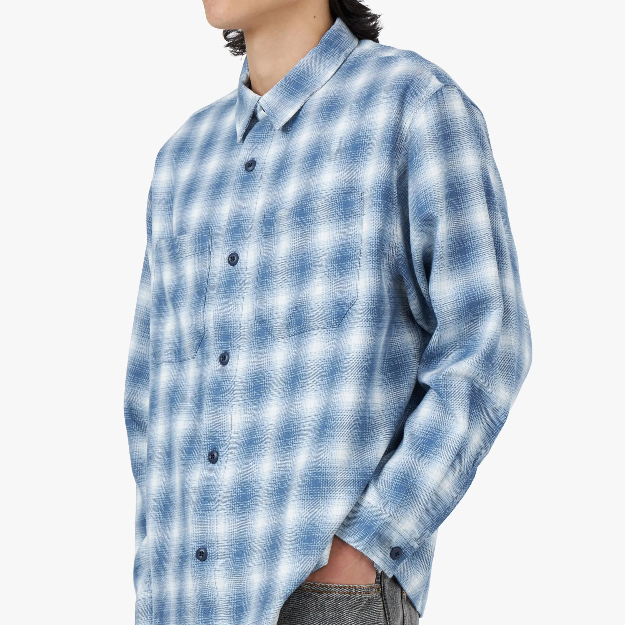 Adsum Flat Hem Workshirt / Blue Shadow Plaid