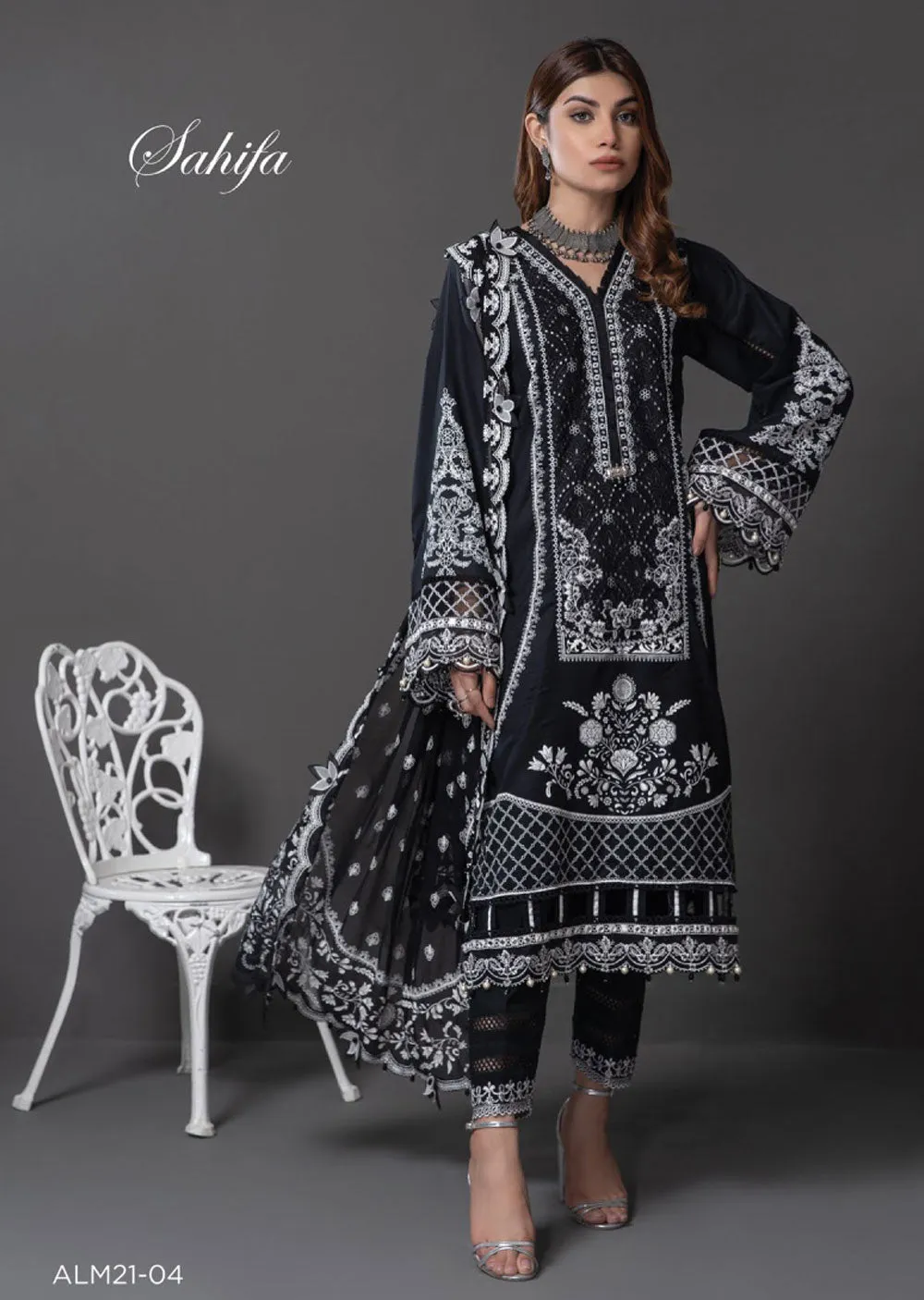 ALM21-04 - Sahifa - Unstitched - Monochrome Mystique Collection 2022