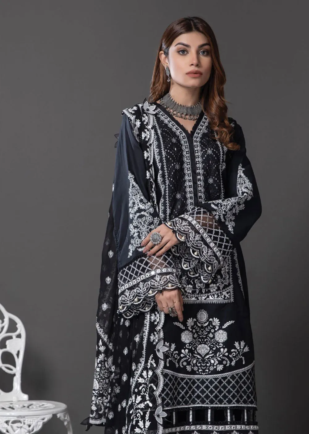 ALM21-04 - Sahifa - Unstitched - Monochrome Mystique Collection 2022
