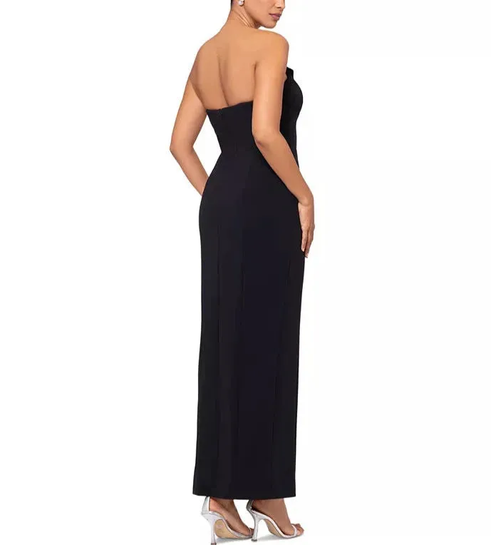 Betsy & Adam Strapless Tuxedo Gown