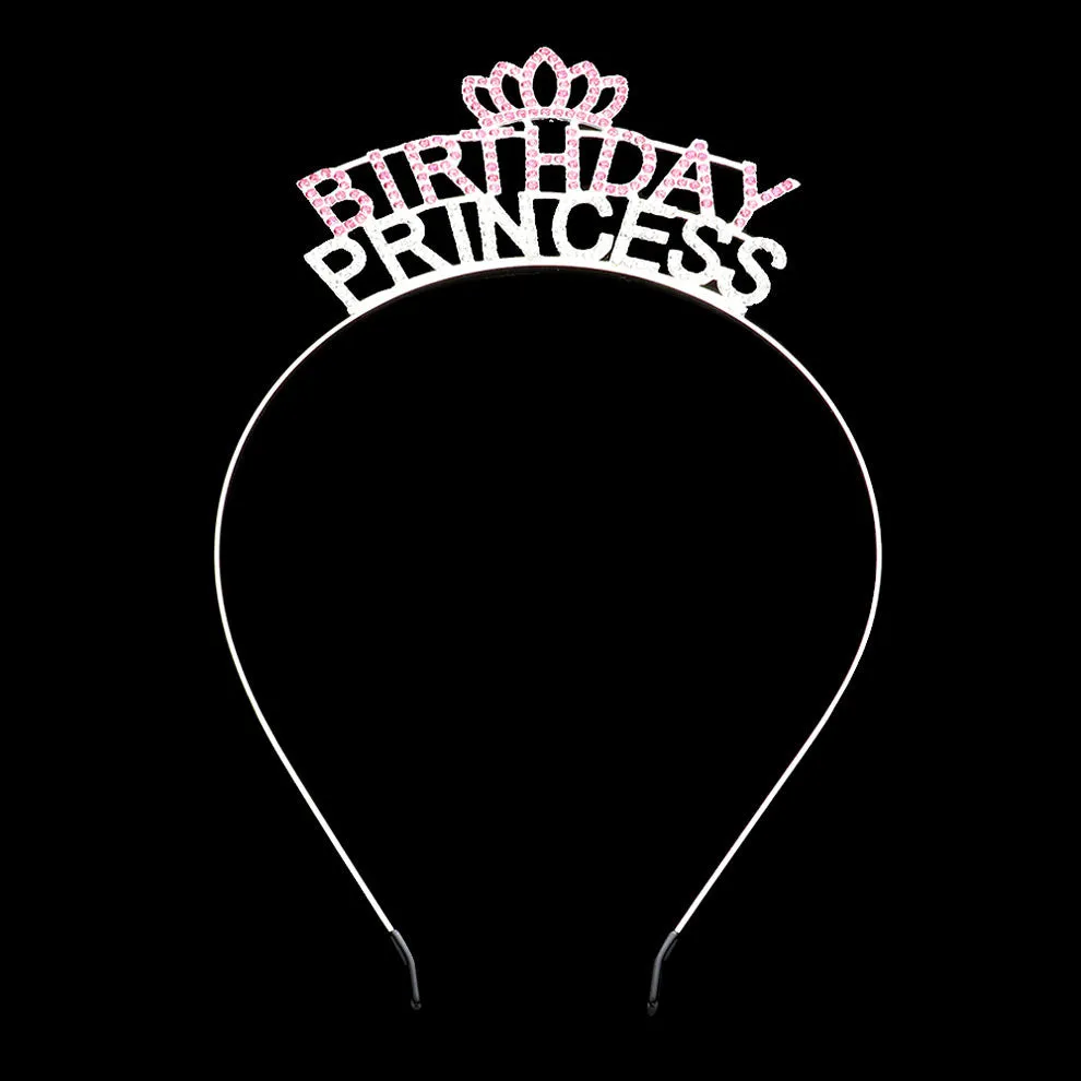 Birthday Princess Rhinestone Embellished Message Headband