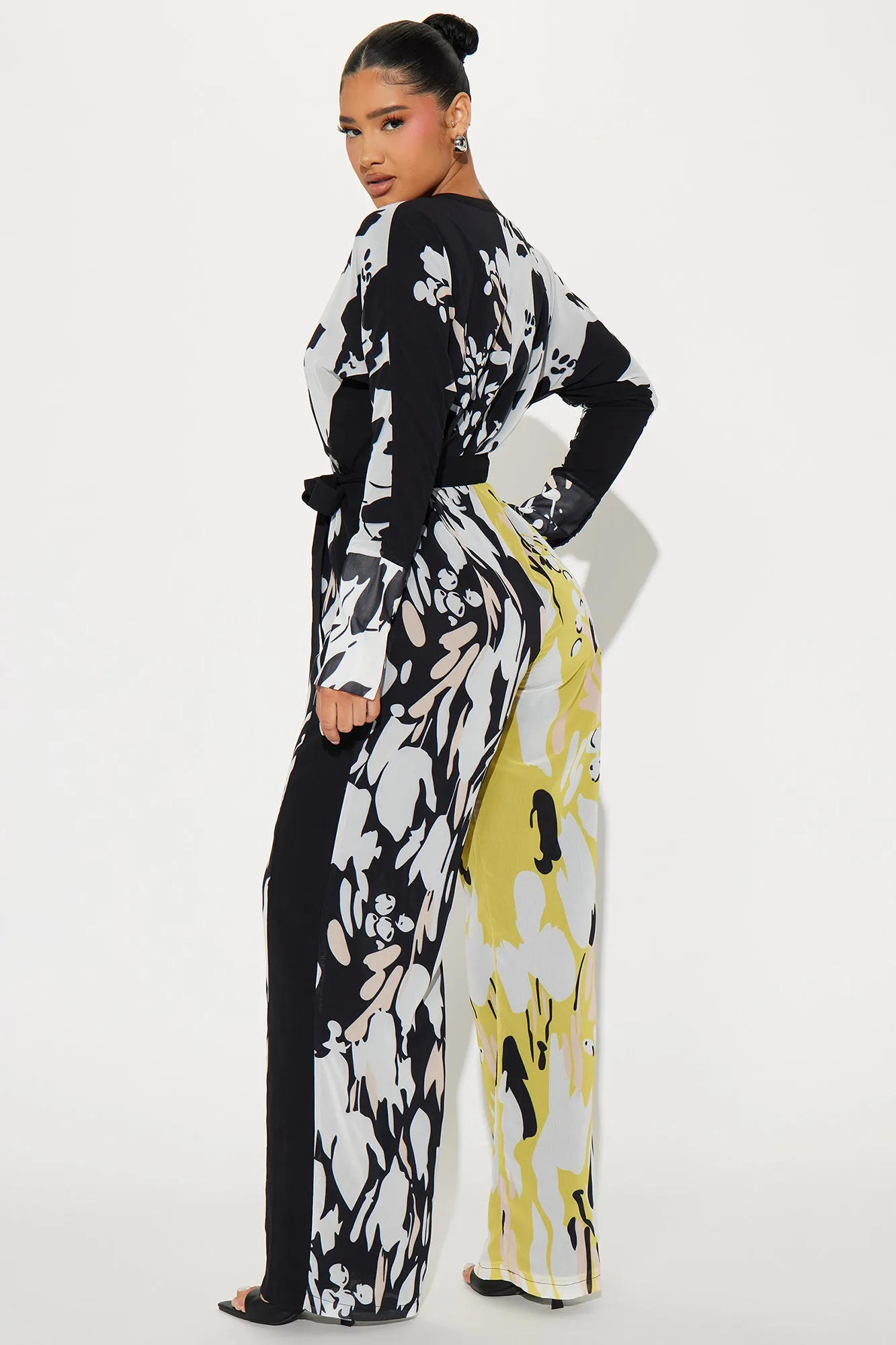 Brunch Dates Chiffon Jumpsuit  - Black/combo