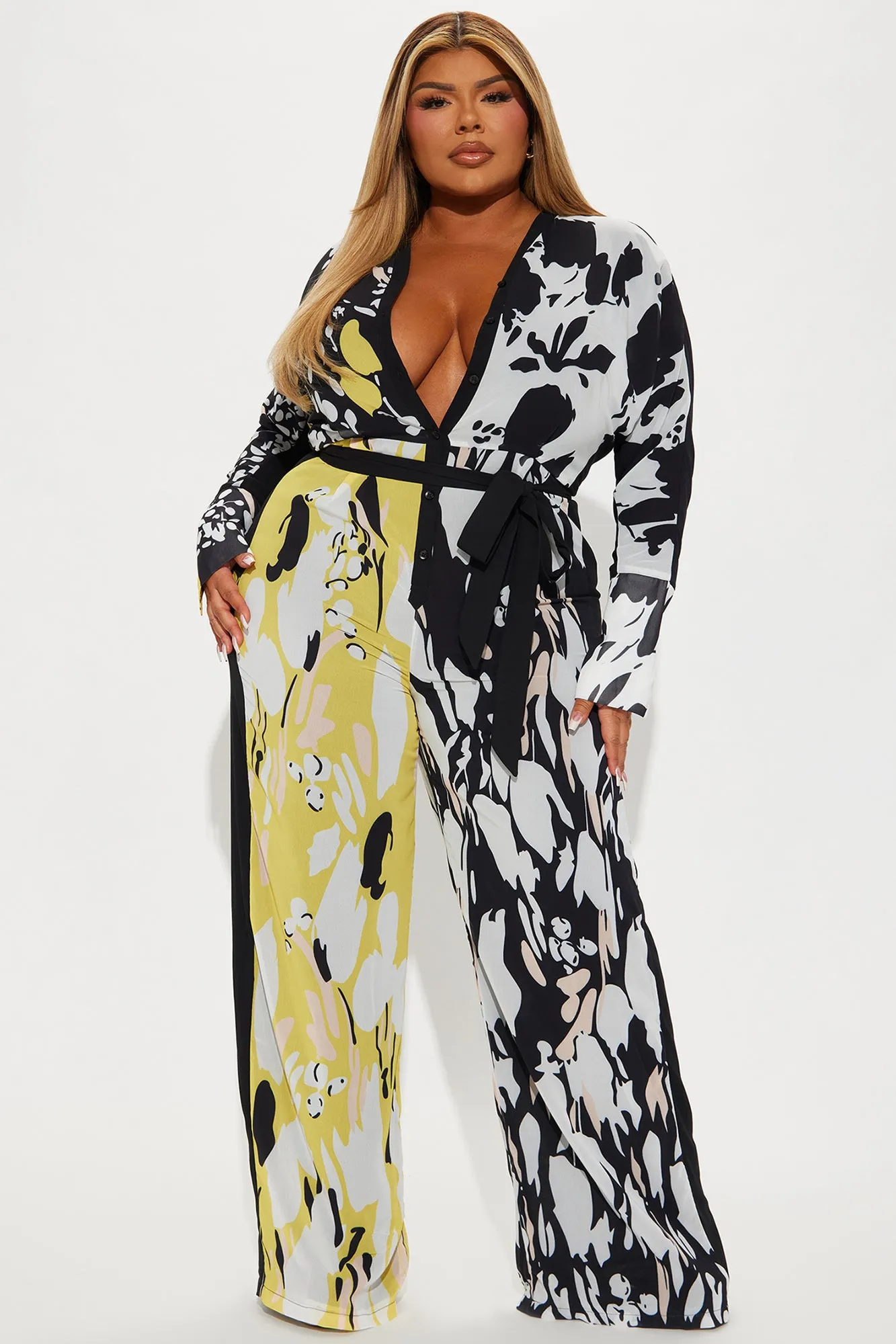 Brunch Dates Chiffon Jumpsuit  - Black/combo