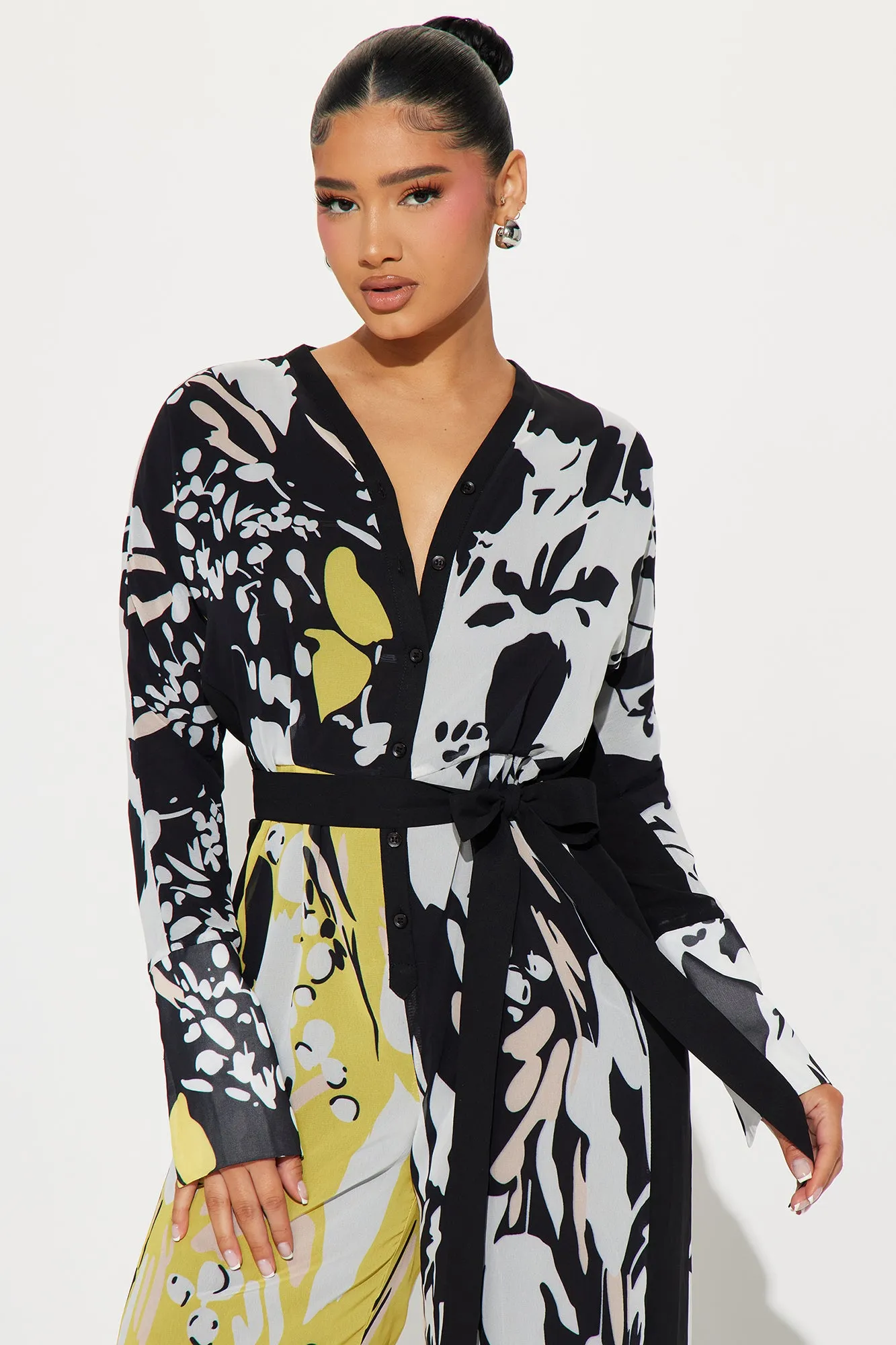 Brunch Dates Chiffon Jumpsuit  - Black/combo