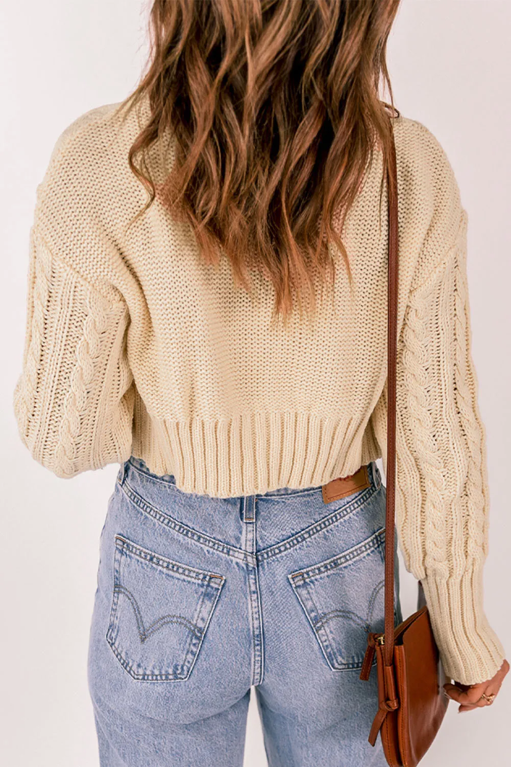 Cable-Knit Cropped Cardigan and Cami Set (S-2XL)