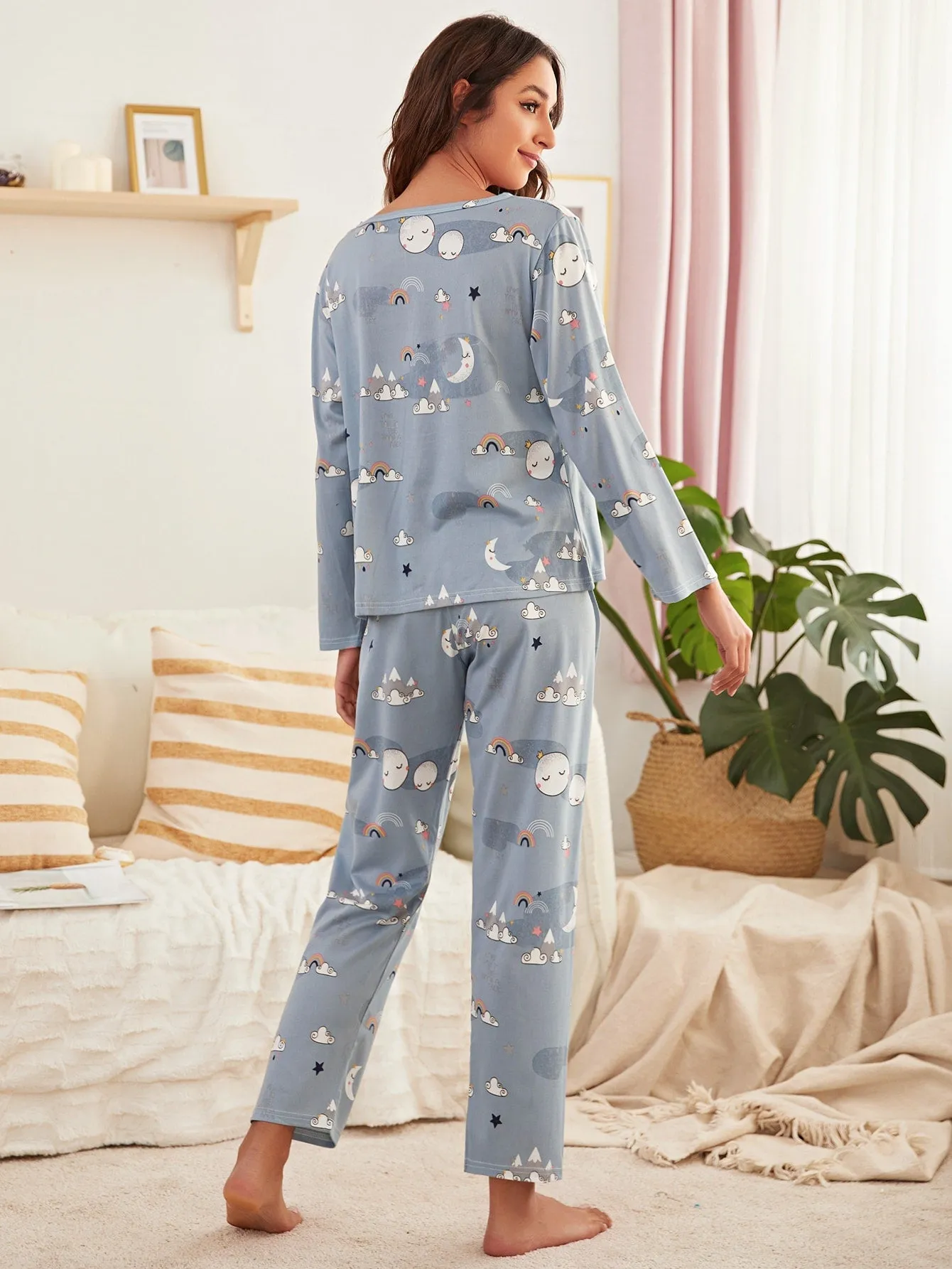 Cartoon Graphic Pajama Set