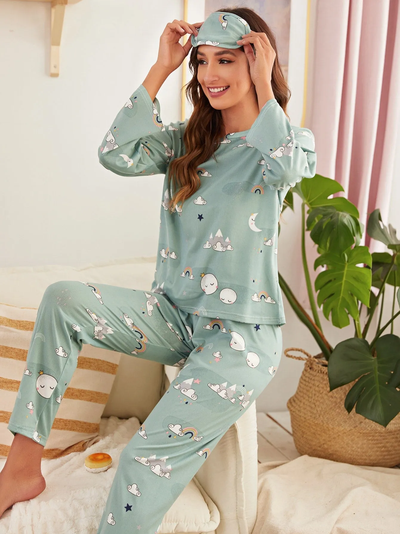 Cartoon Graphic Pajama Set