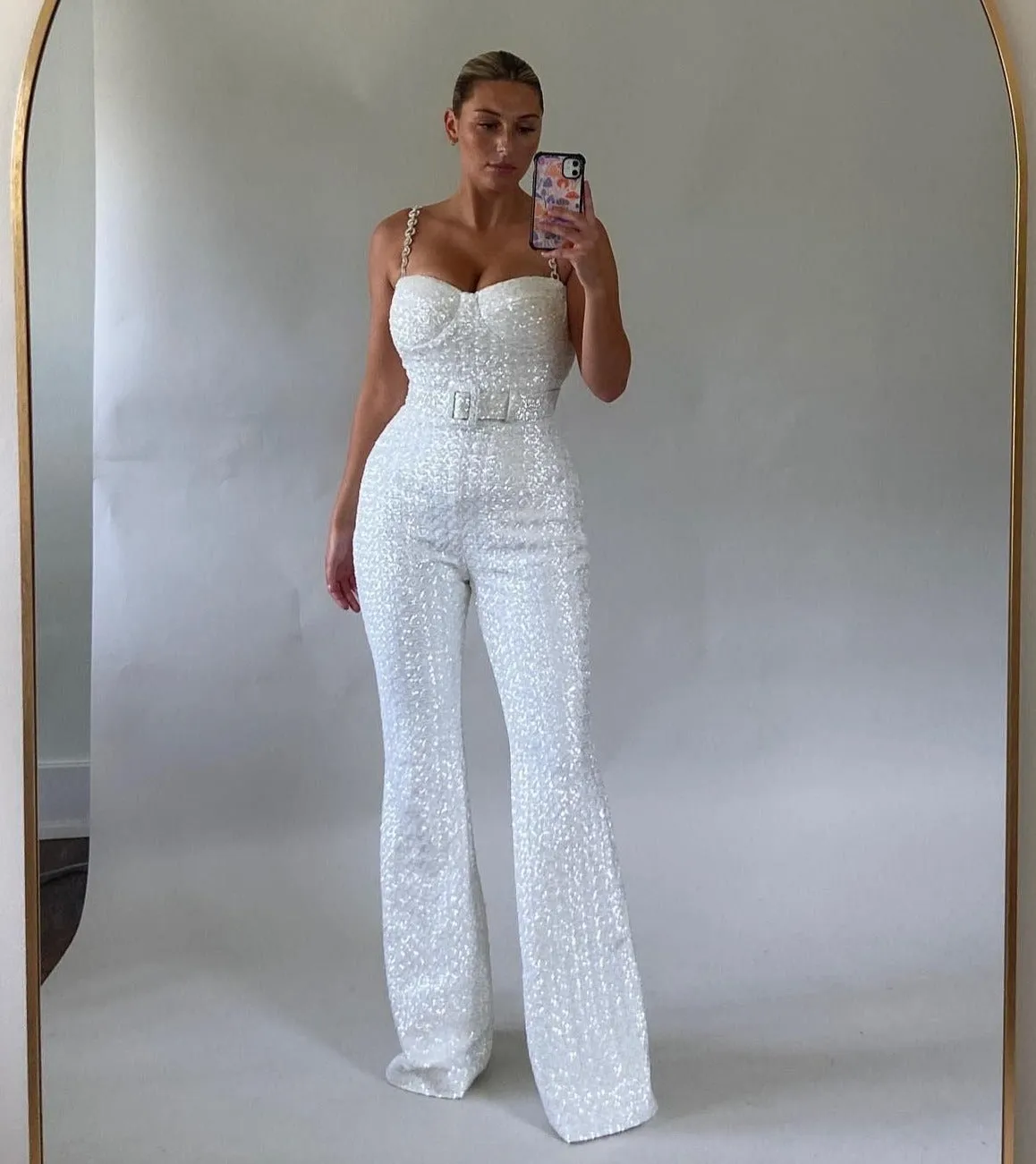 Chain Belt Sequin jumpsuit