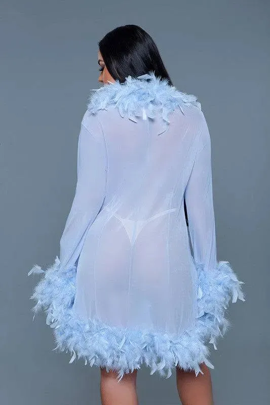 Chic Feather Trimmed Short Robe