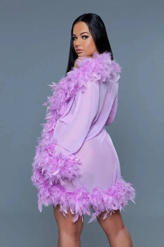 Chic Feather Trimmed Short Robe