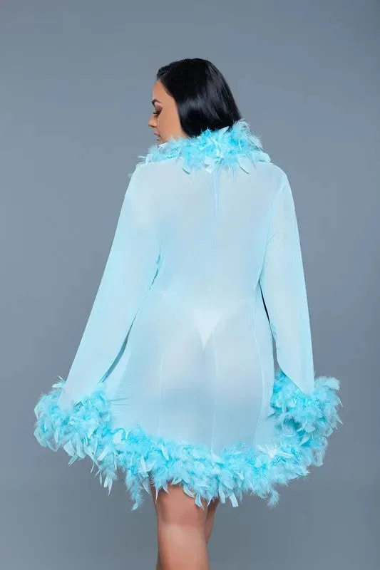 Chic Feather Trimmed Short Robe