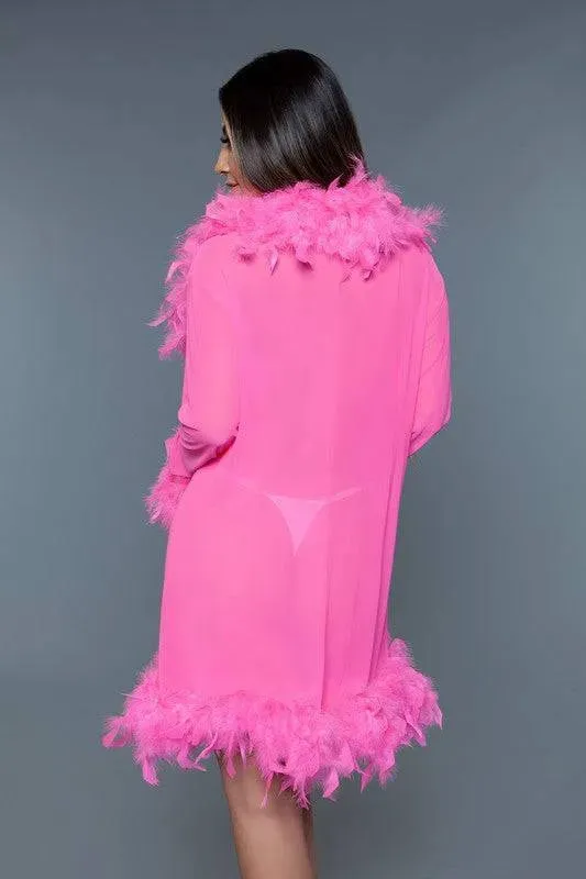 Chic Feather Trimmed Short Robe