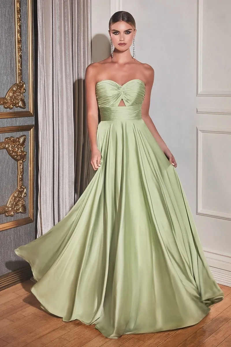 CINDERELLA DIVINE 7496 A-Line Satin Strapless Keyhole Dress