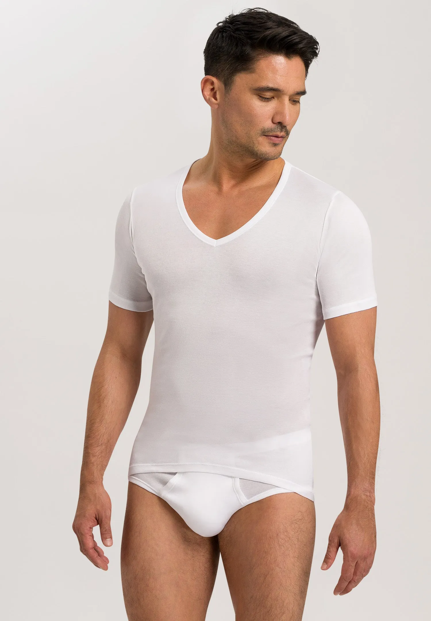 Cotton Pure Fitted Cotton V-Neck T-Shirt | White 73665-101