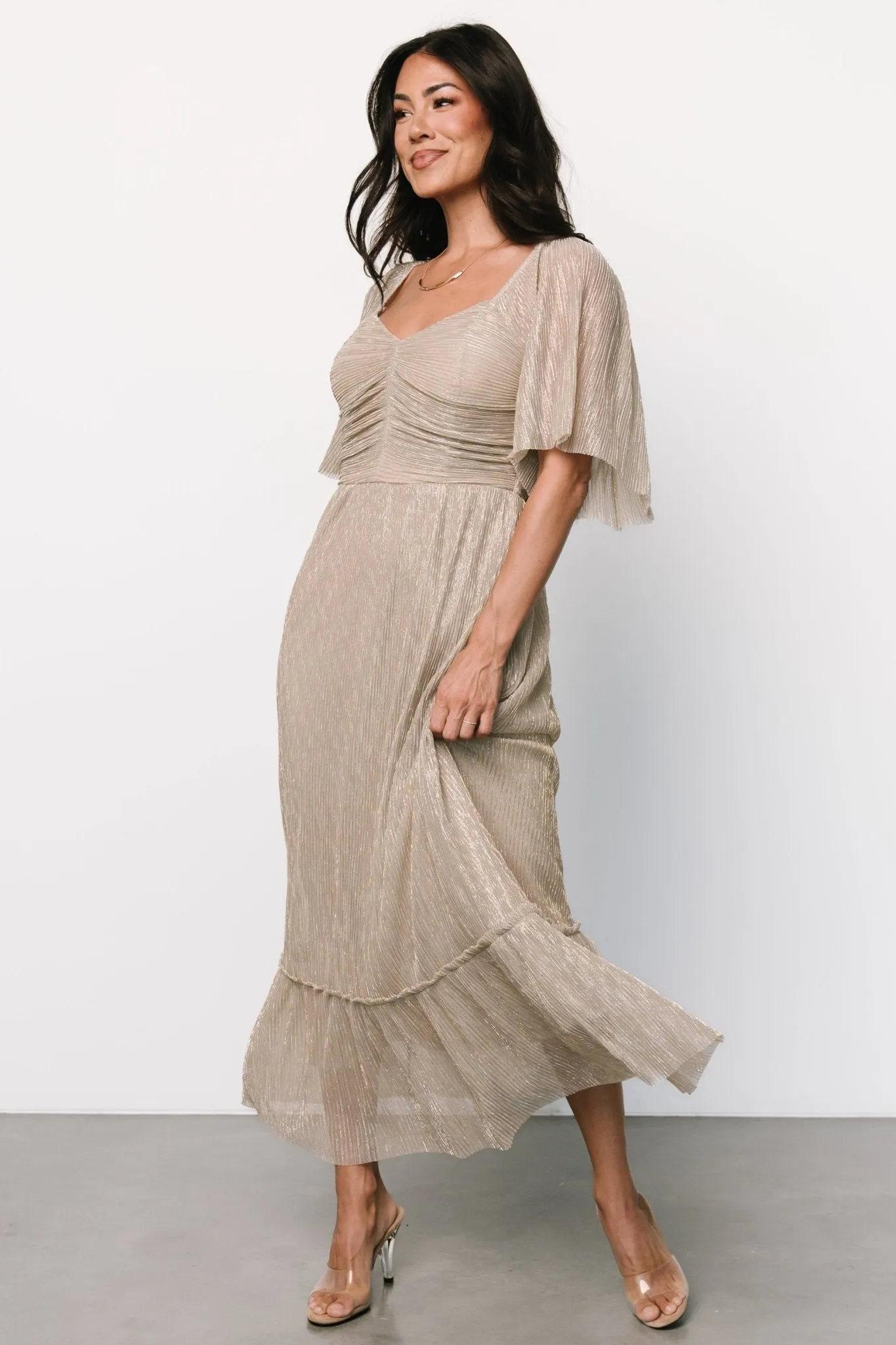 Elea Shimmer Dress | Champagne
