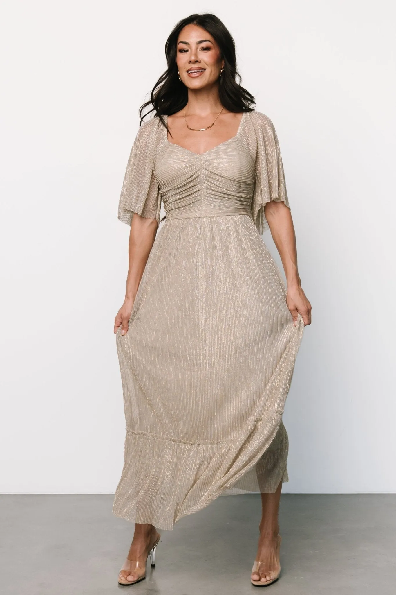 Elea Shimmer Dress | Champagne