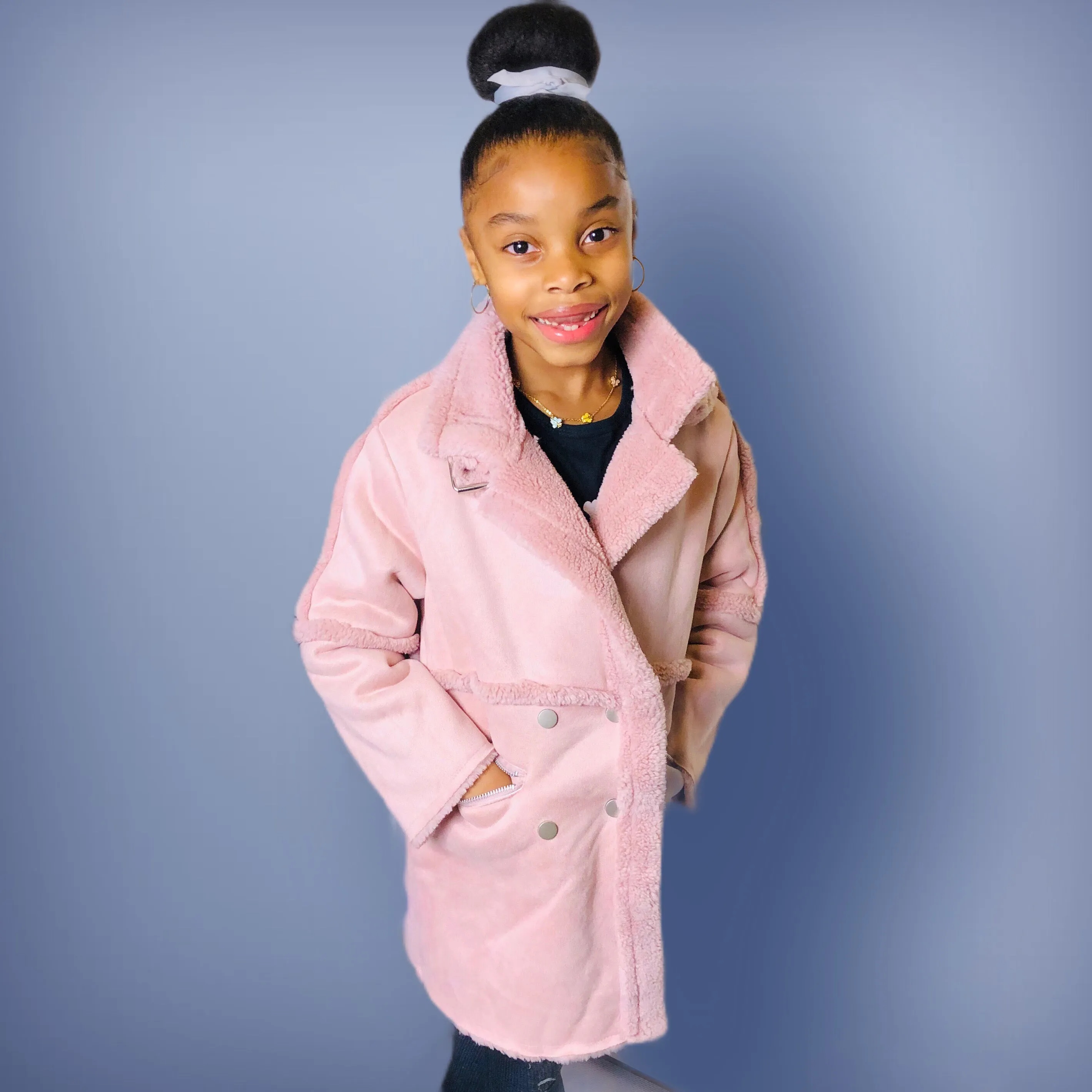 Elegant Winter Wool Trench Coat for Girls.