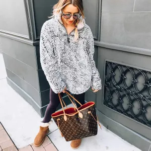 Faux Fur Shearling Sherpa Fleece Pullover Sweatshirt
