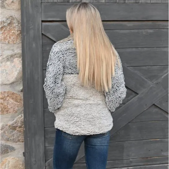 Faux Fur Shearling Sherpa Fleece Pullover Sweatshirt