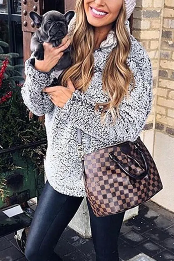 Faux Fur Shearling Sherpa Fleece Pullover Sweatshirt