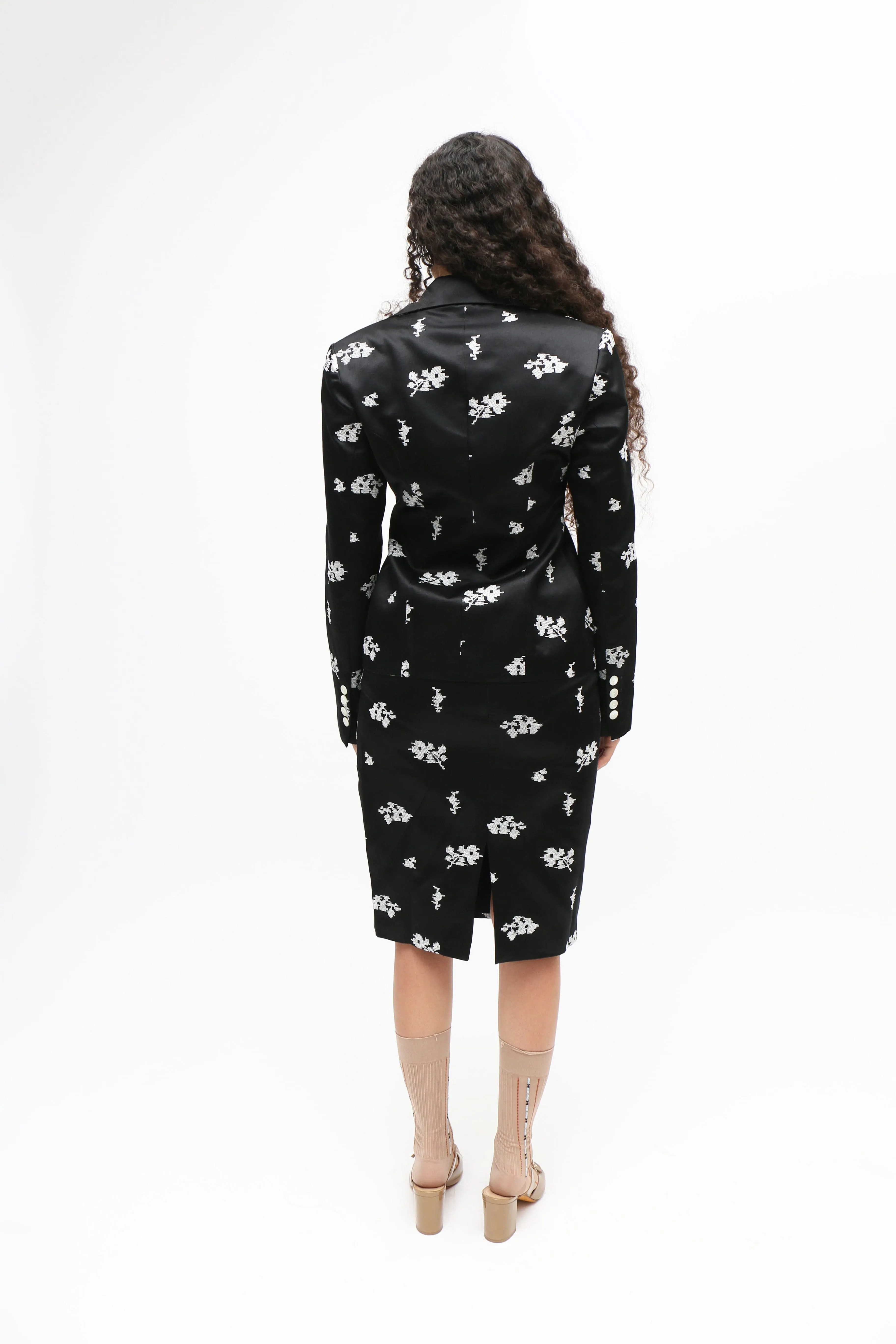 Floral Embroidered Silk Blazer