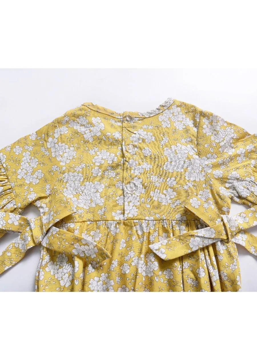 Floral Short Bell-sleeve Baby Girl Bodysuit Bow Onesie