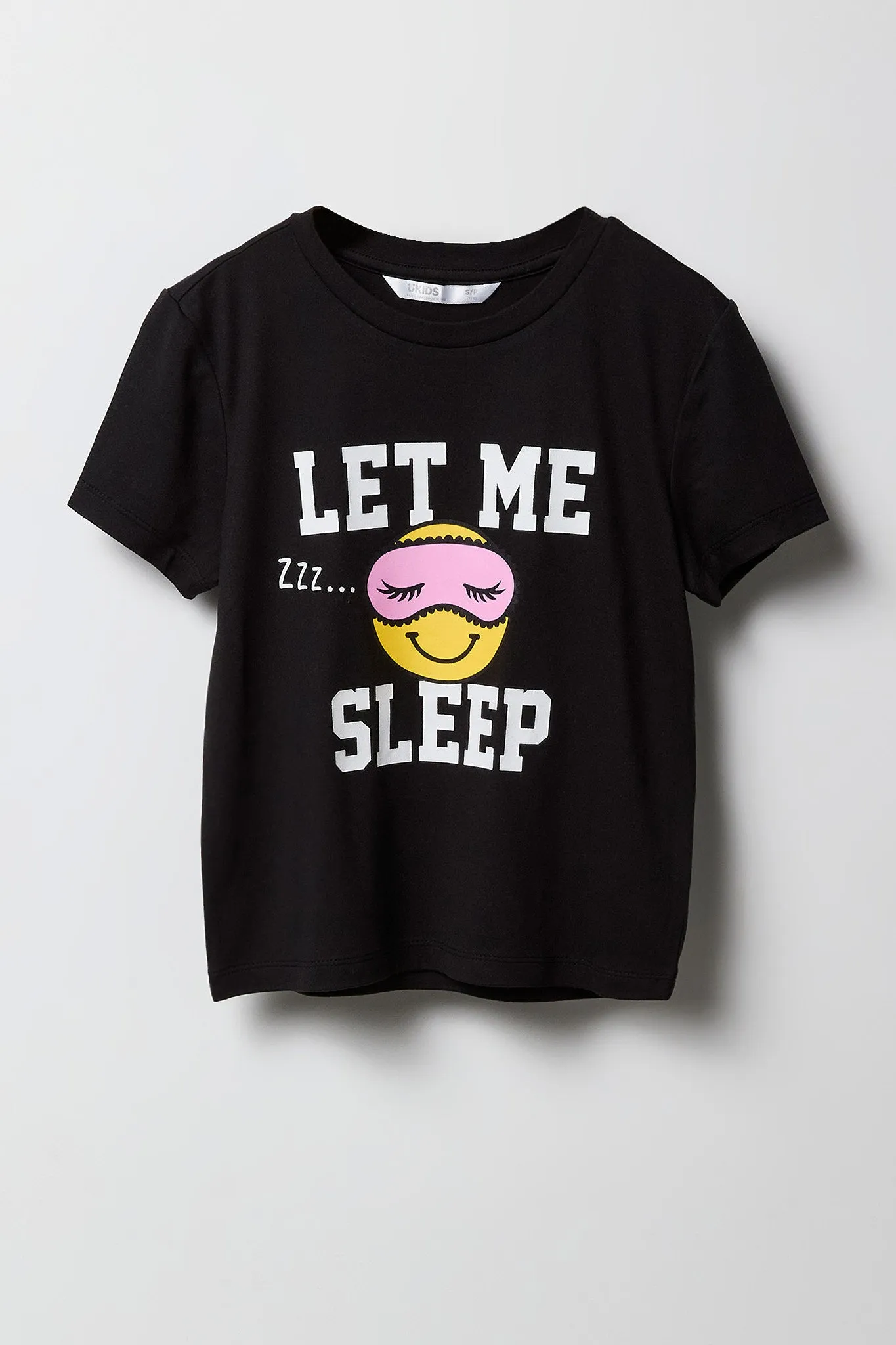 Girls Graphic T-Shirt & Plush Short 2 Piece Pajama Set