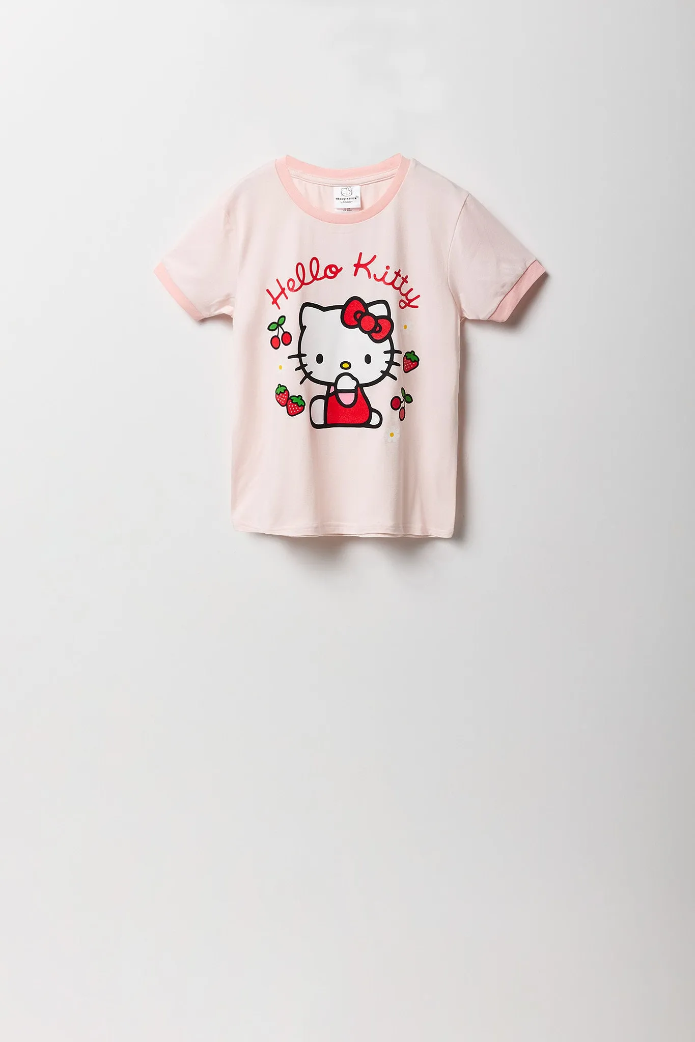 Girls Hello Kitty Berry T-Shirt & Plush Pant 2 Piece Pajama Set