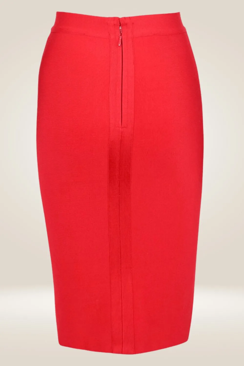 High Waisted Red Midi Skirt