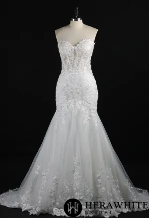 Illusion Beaded Lace Open Back Mermaid Wedding Dress