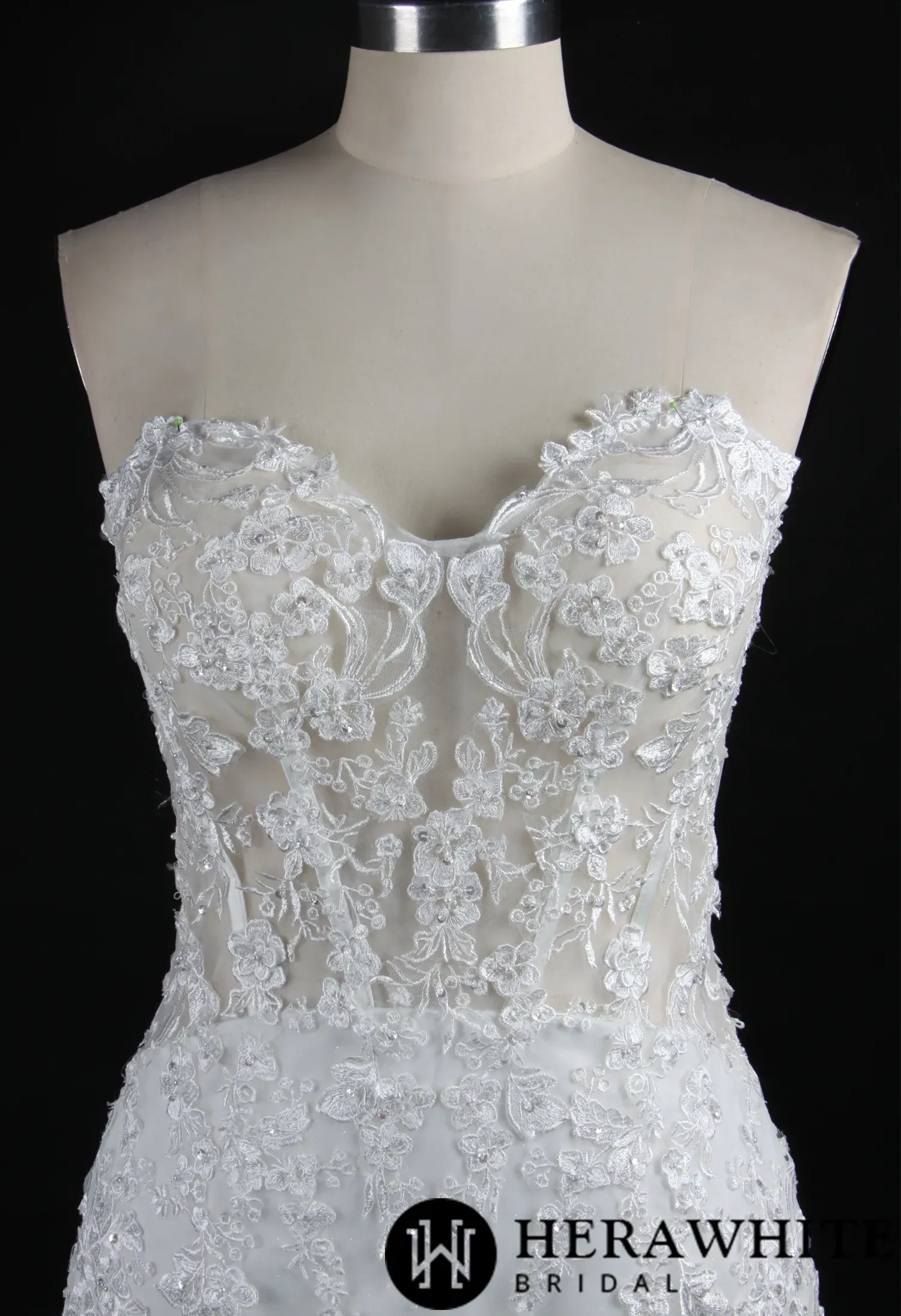 Illusion Beaded Lace Open Back Mermaid Wedding Dress