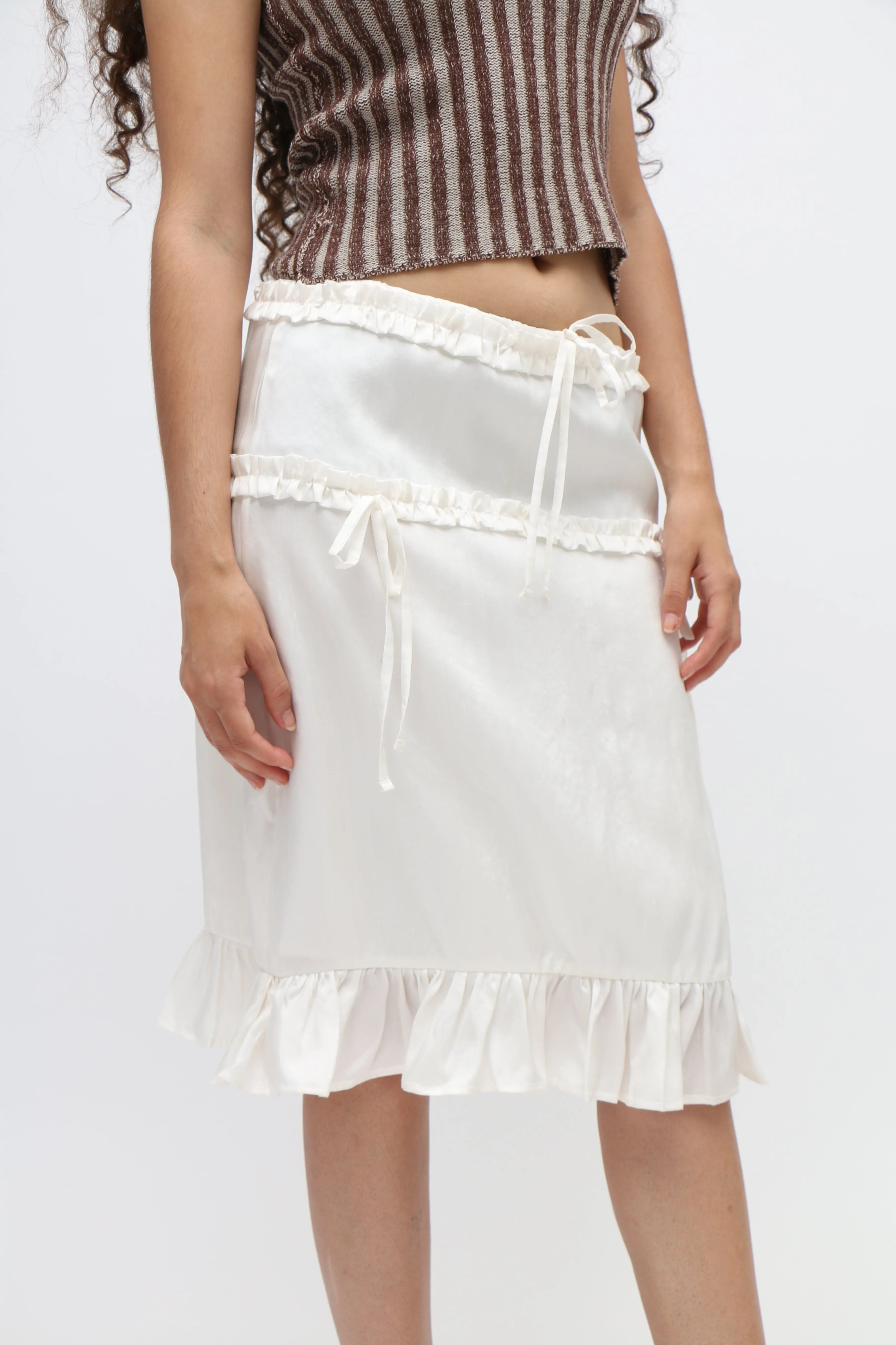 Ivory Ruffle Silk Skirt