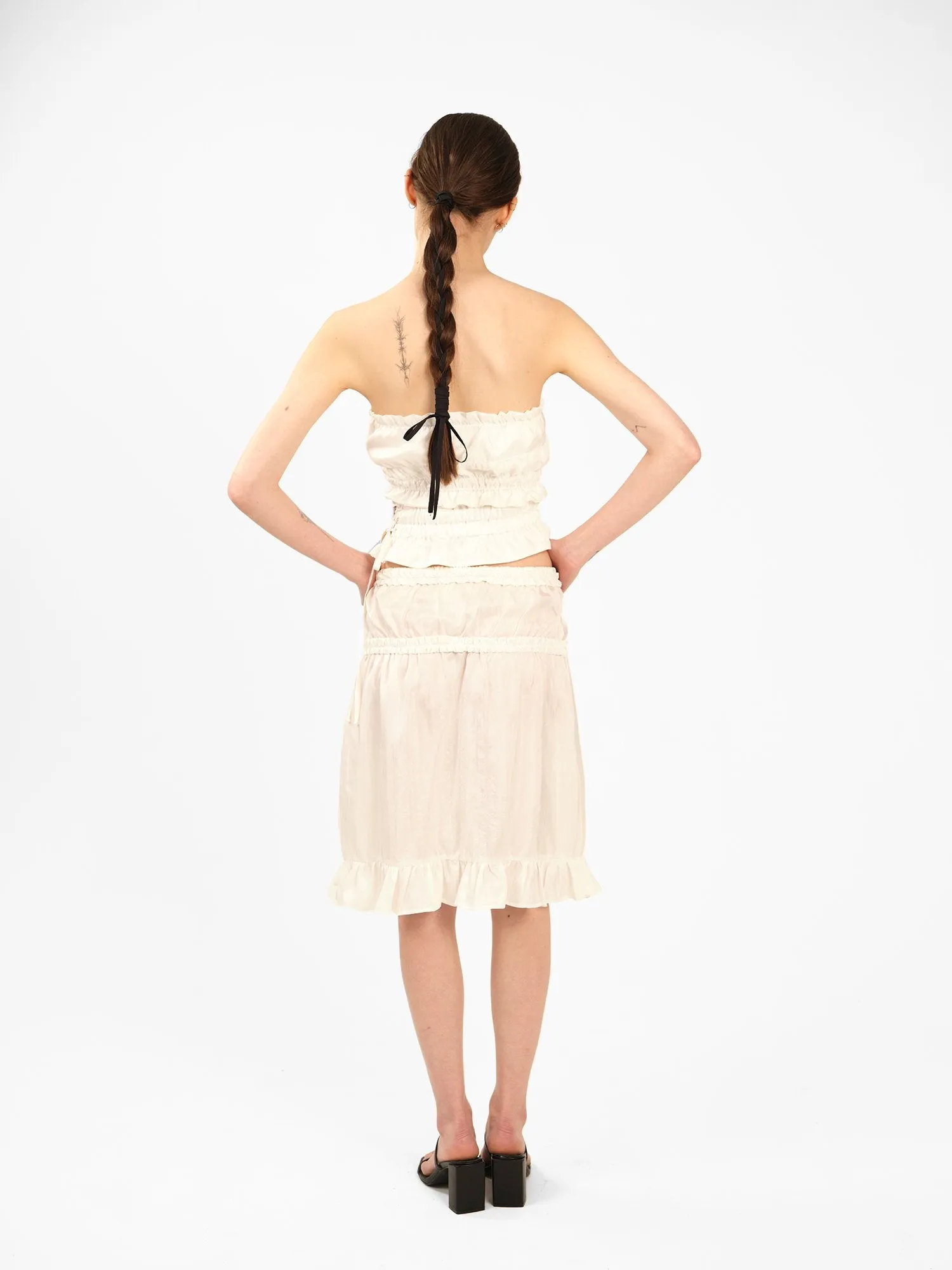 Ivory Ruffle Silk Skirt