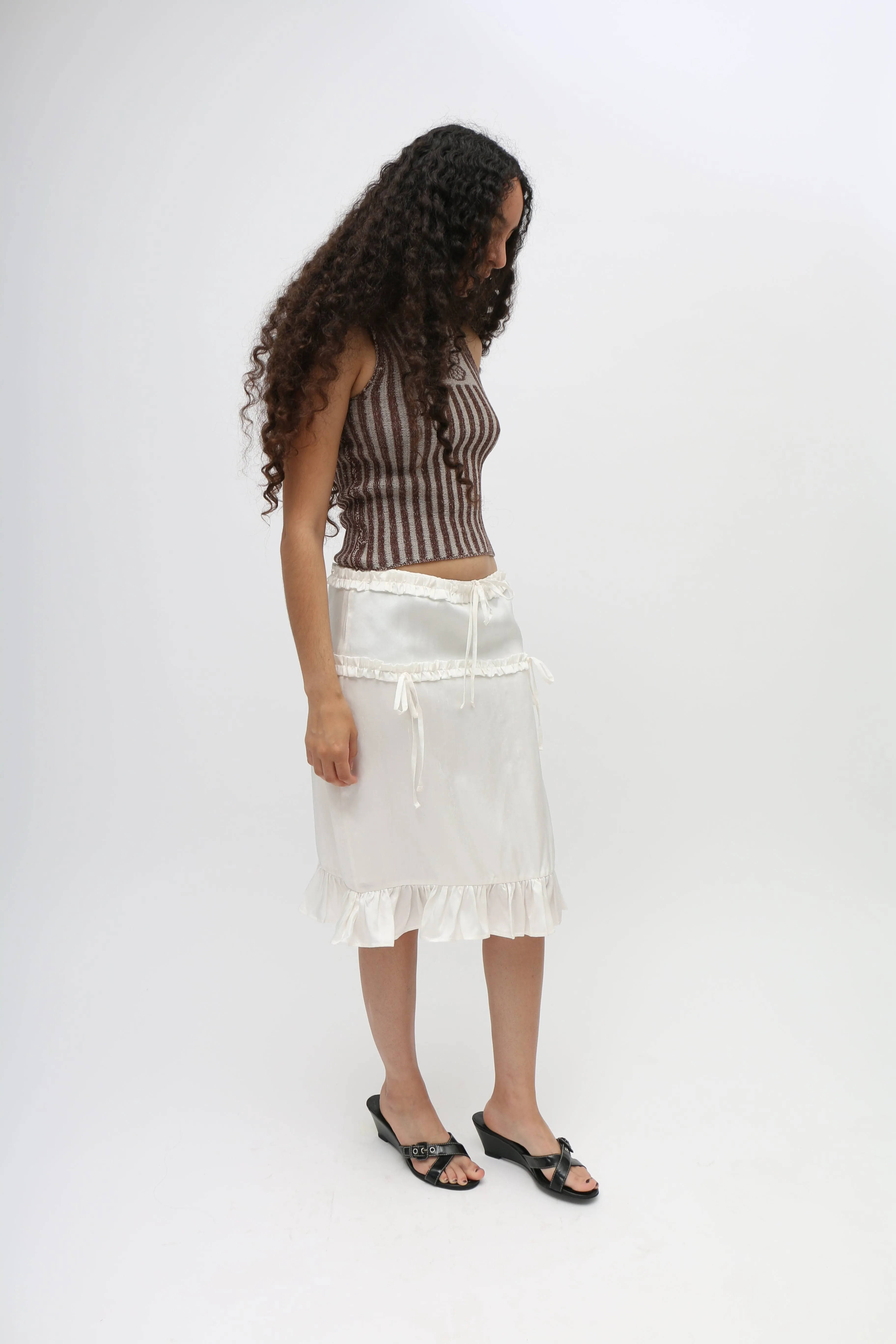 Ivory Ruffle Silk Skirt