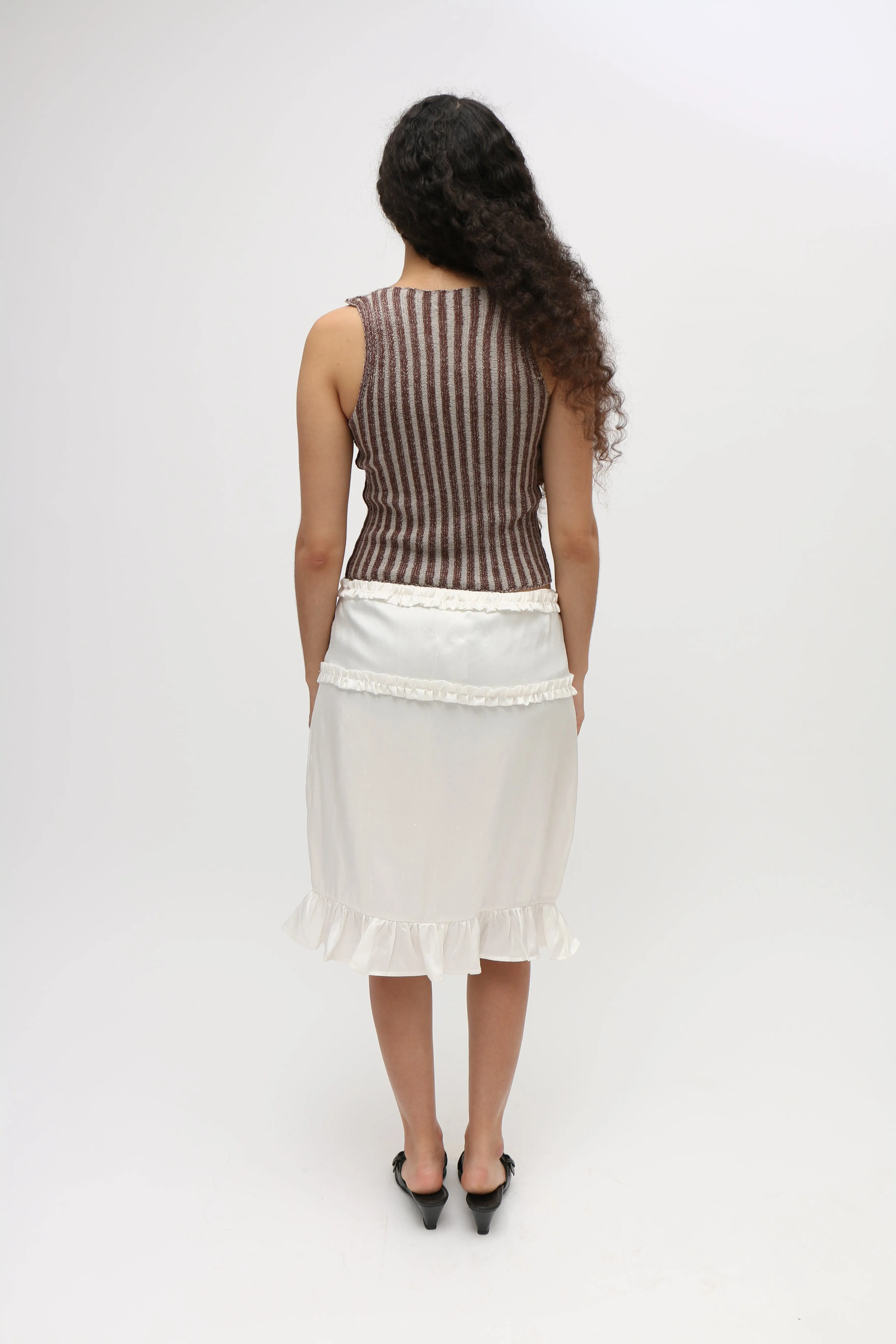 Ivory Ruffle Silk Skirt