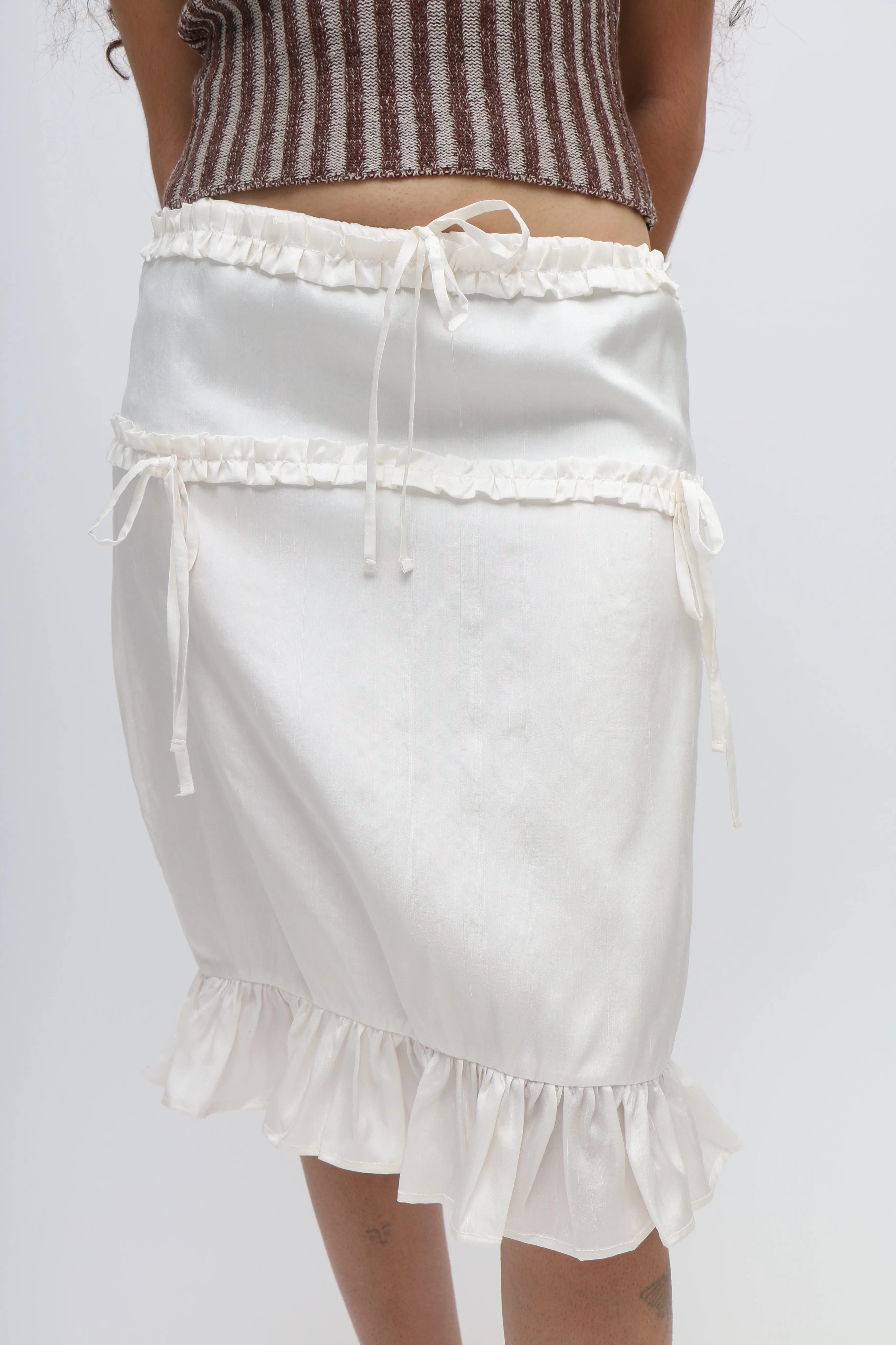 Ivory Ruffle Silk Skirt