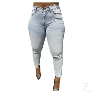 Ladies Super Strong Stretchy Skinny Plain Denim Jeans | Slit Cropped Hem | "Barbie"