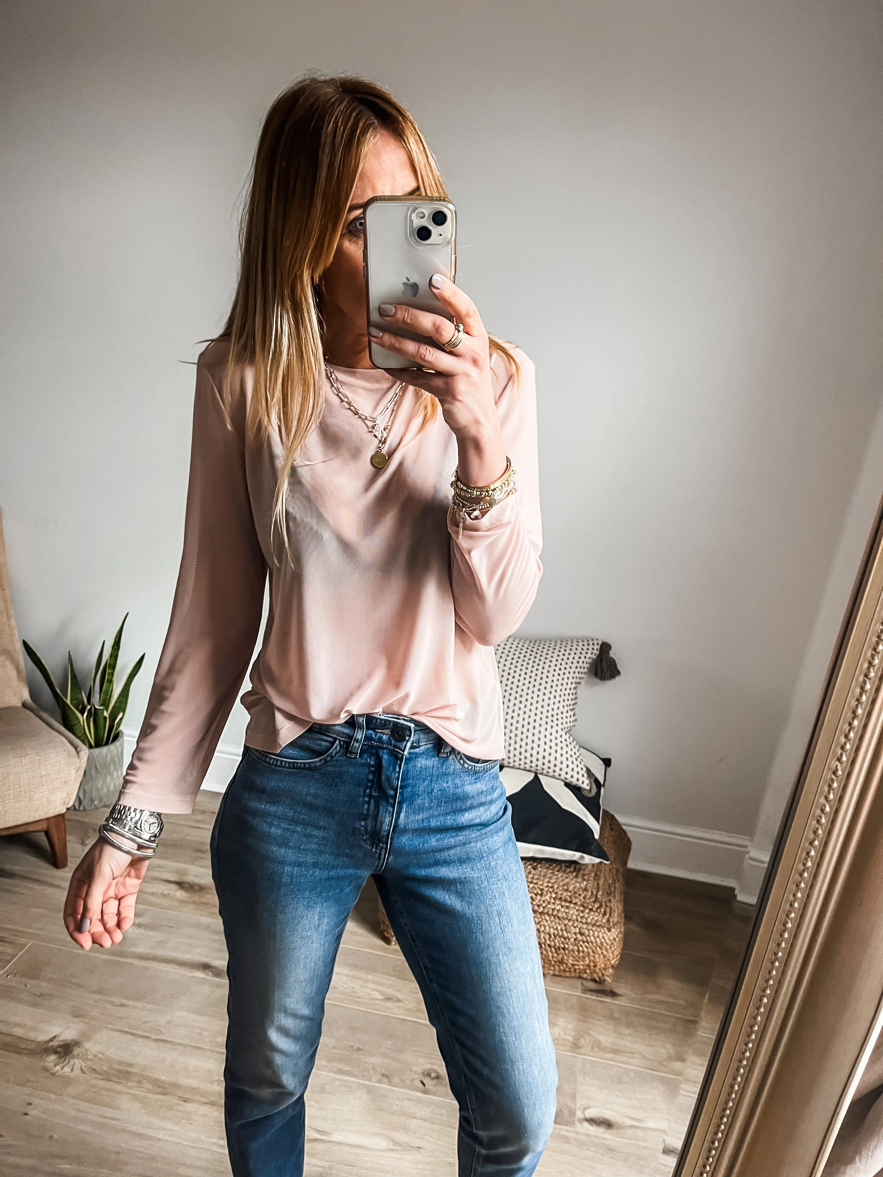 Long Sleeve Mesh Top