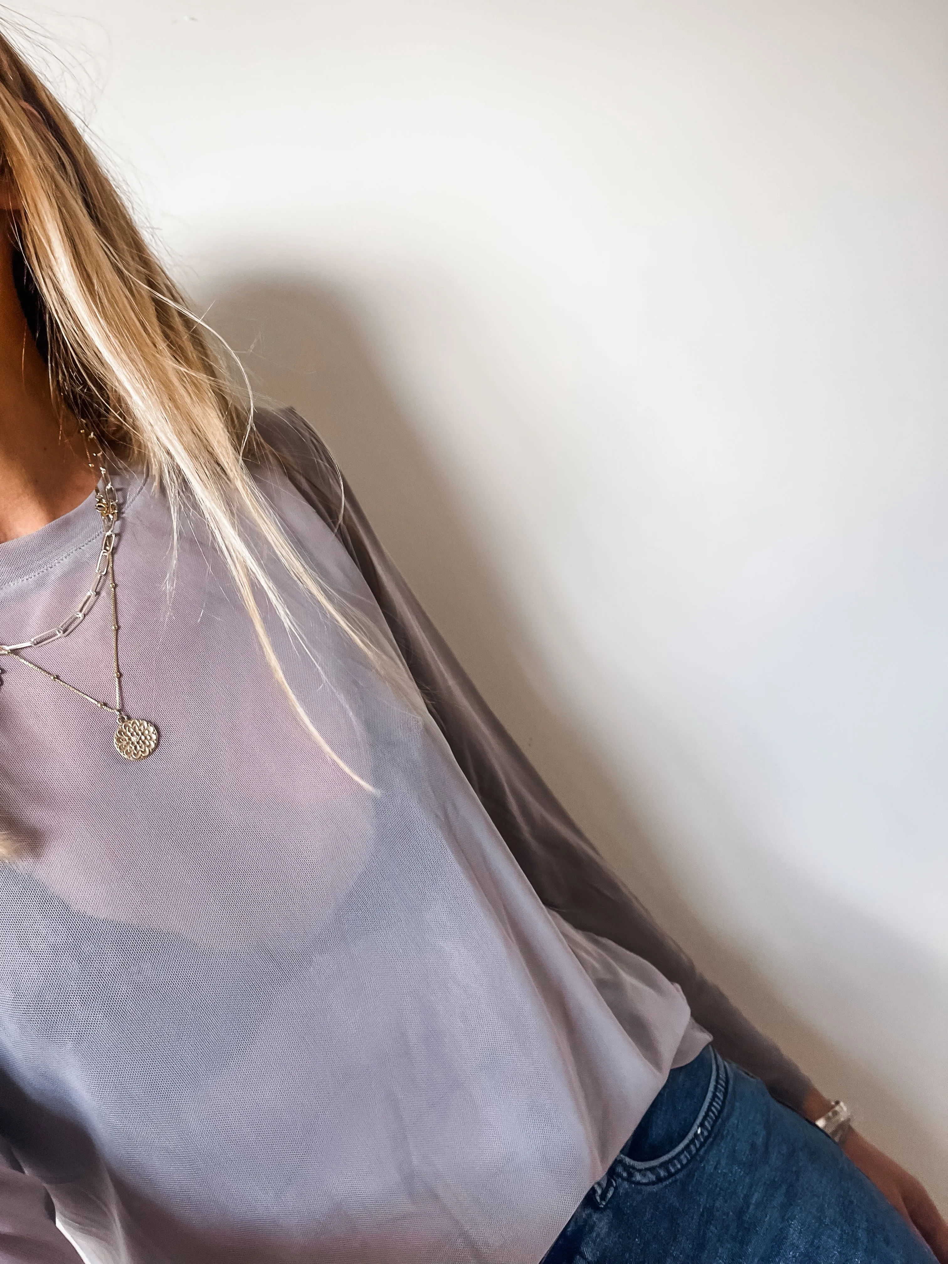 Long Sleeve Mesh Top