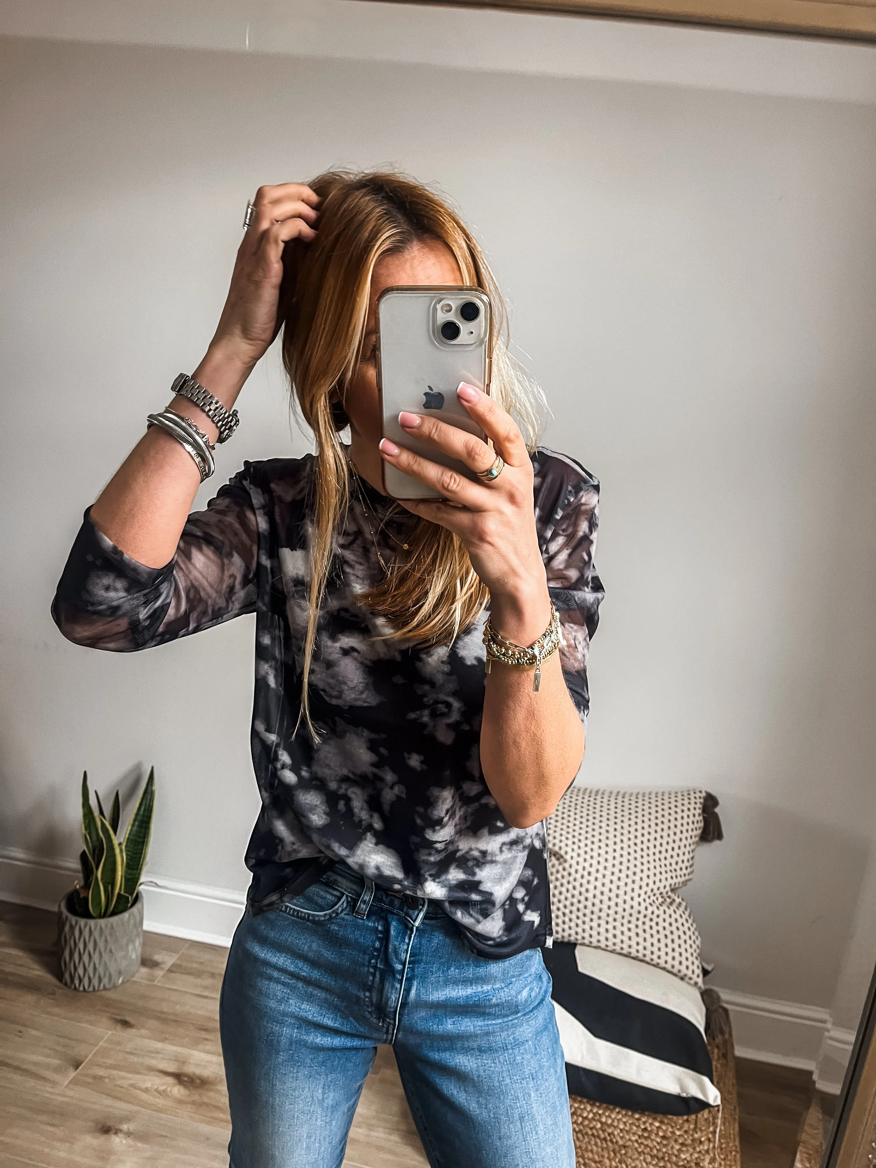 Long Sleeve Mesh Top