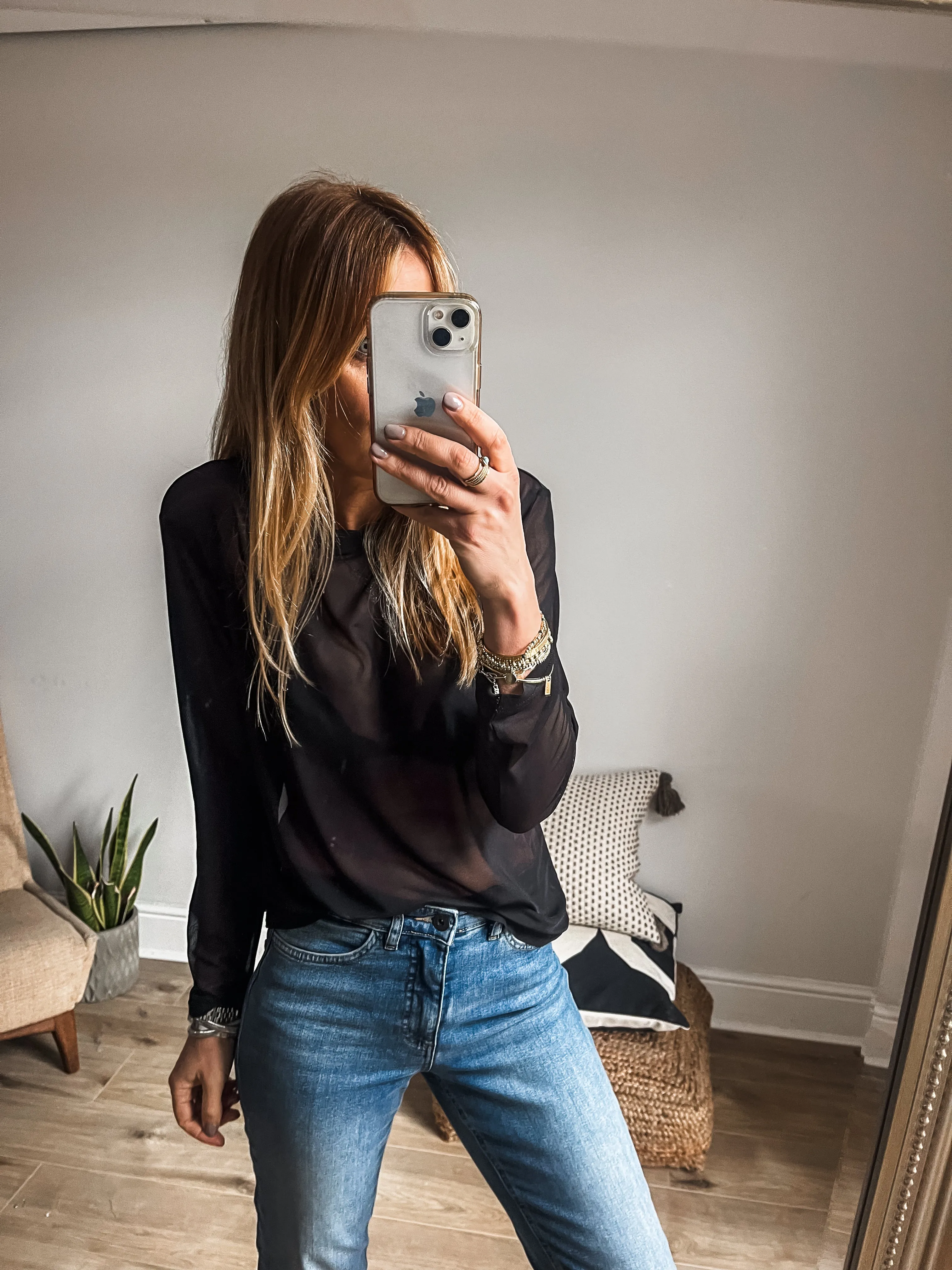 Long Sleeve Mesh Top