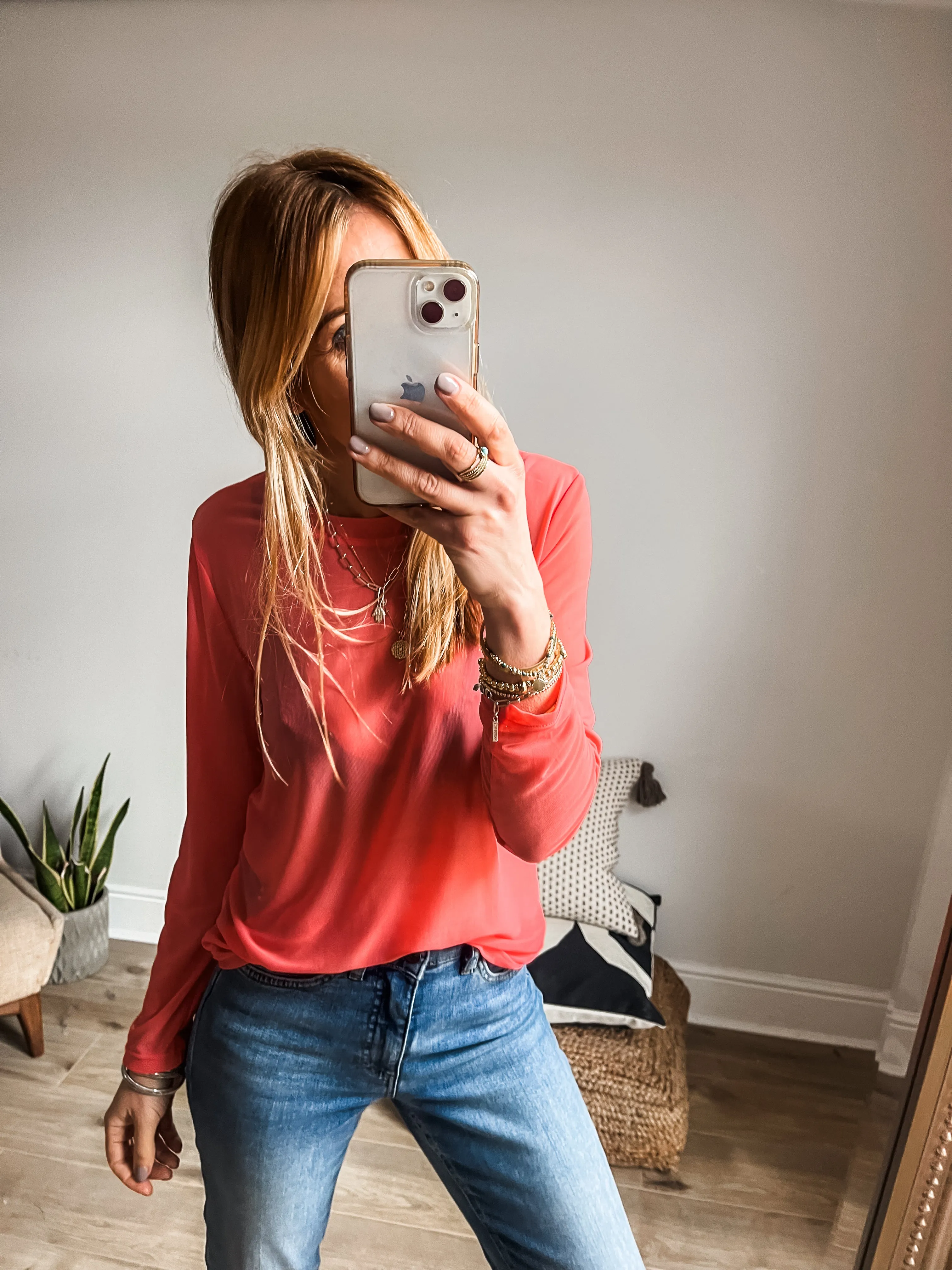Long Sleeve Mesh Top