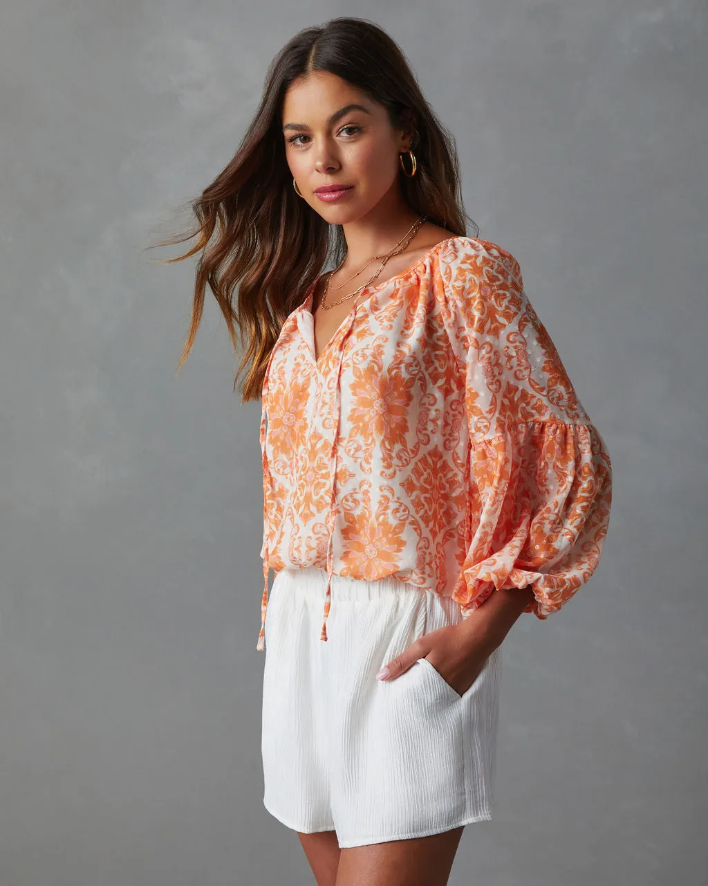 Mariana Puff Sleeve Printed Blouse