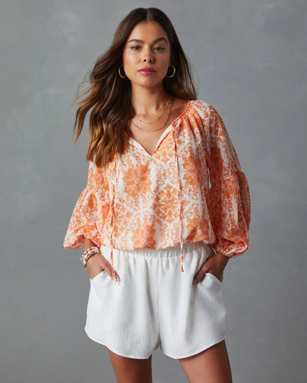 Mariana Puff Sleeve Printed Blouse
