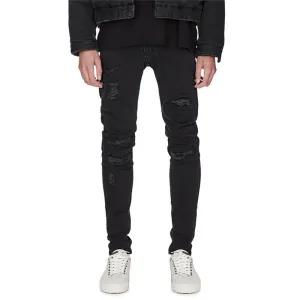 Men's Patch Ripped No Leakage Jeans Elasticity Straight Pants